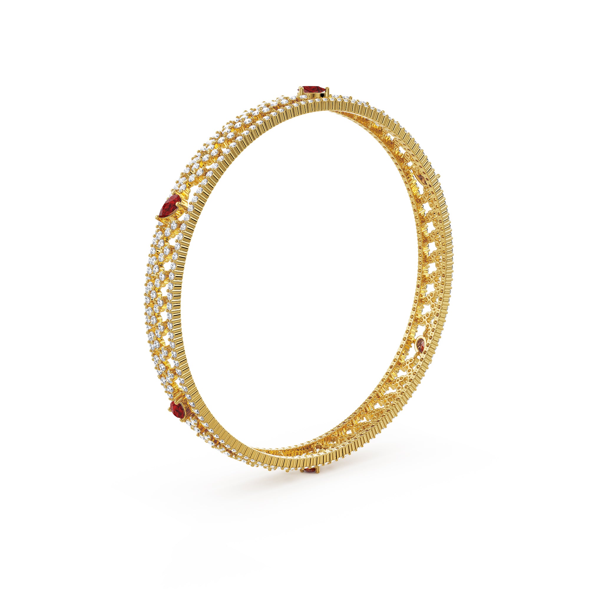 Delicate Ruby Lab Grown Diamond Bangle - side view