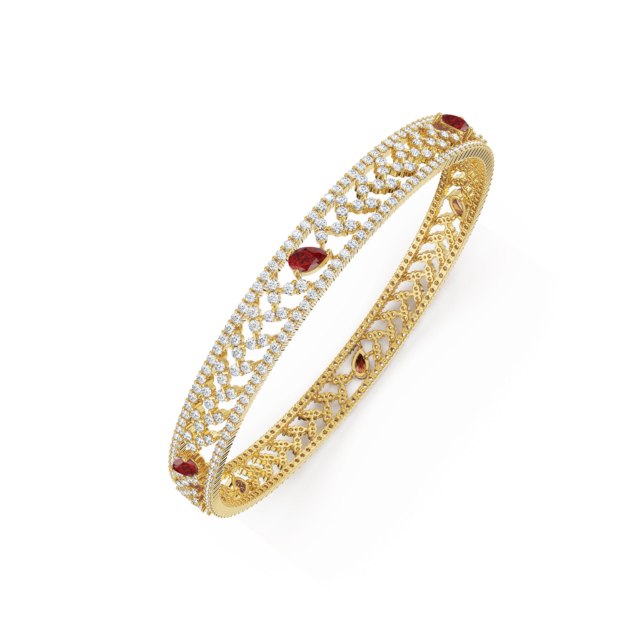 Delicate Ruby Lab Grown Diamond Bangle - top view