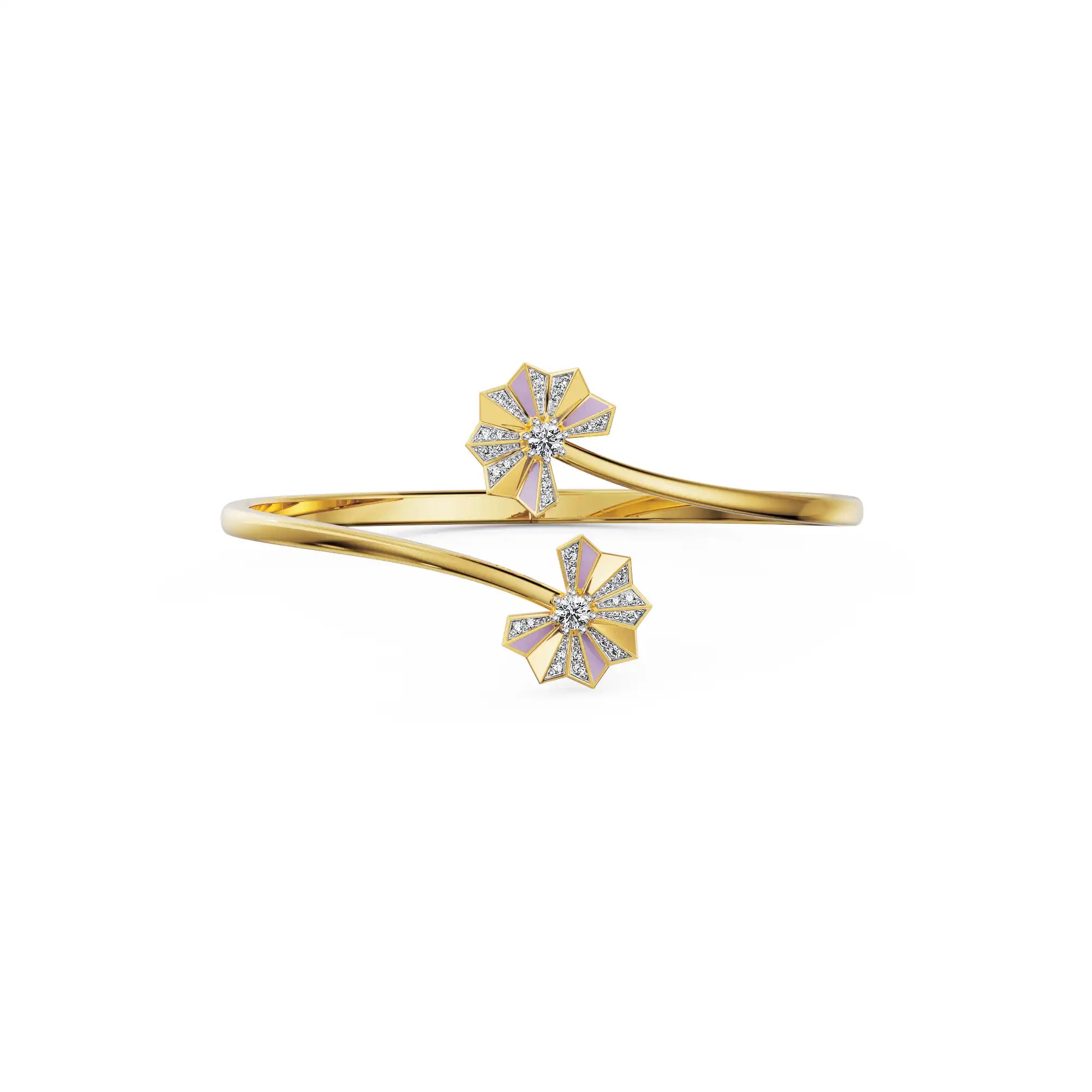 Lilac Prism Lab Grown Diamond Bangle - front view in 9KT