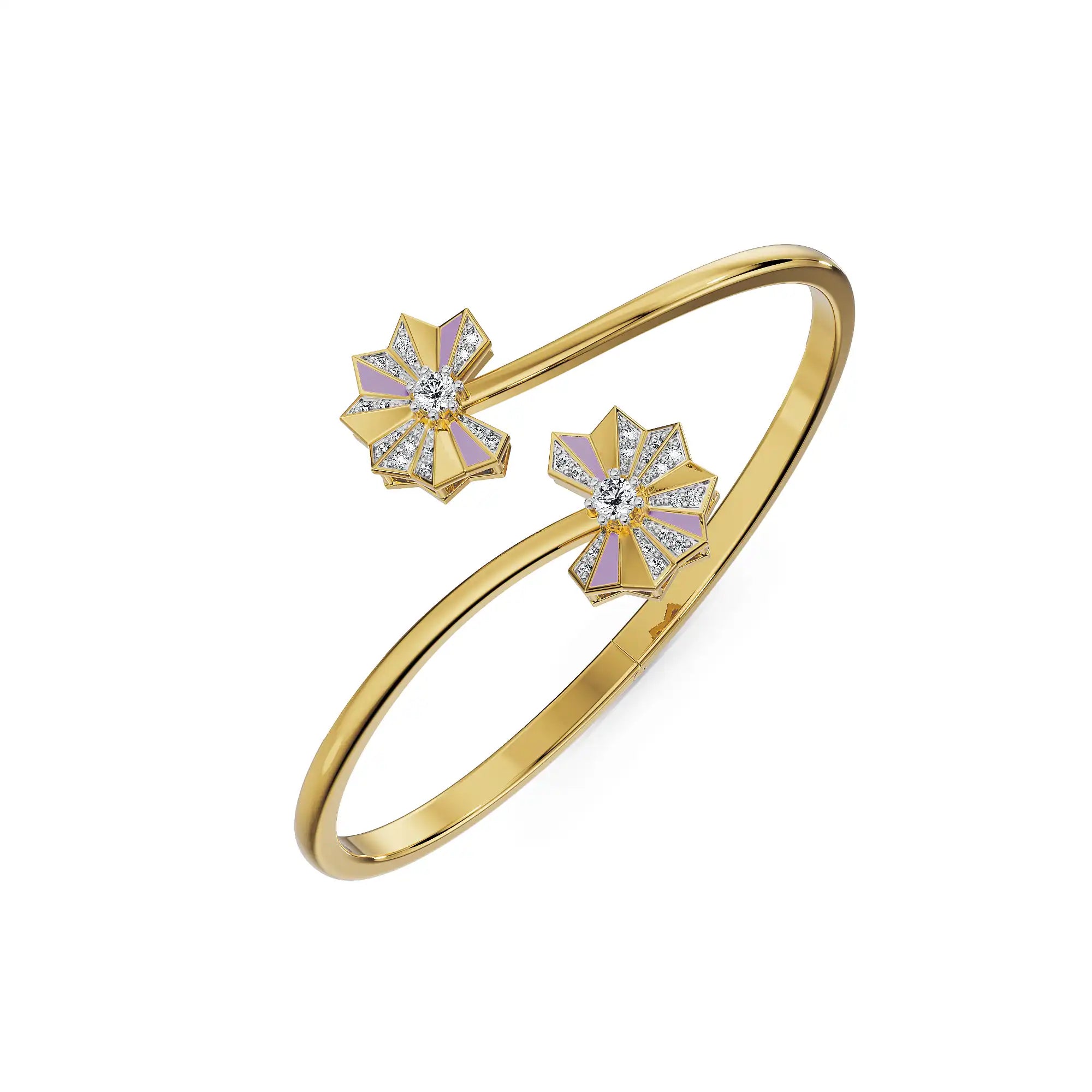 Lilac Prism Lab Grown Diamond Bangle - top view