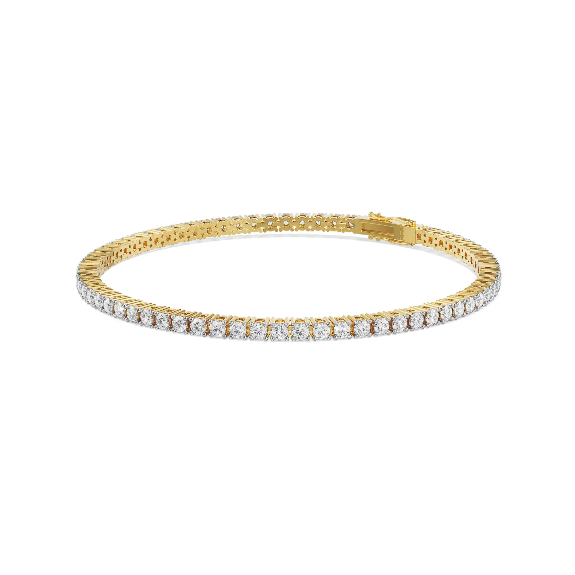 4 Pointer Diamond Tennis Bracelet Front View in 9KT
