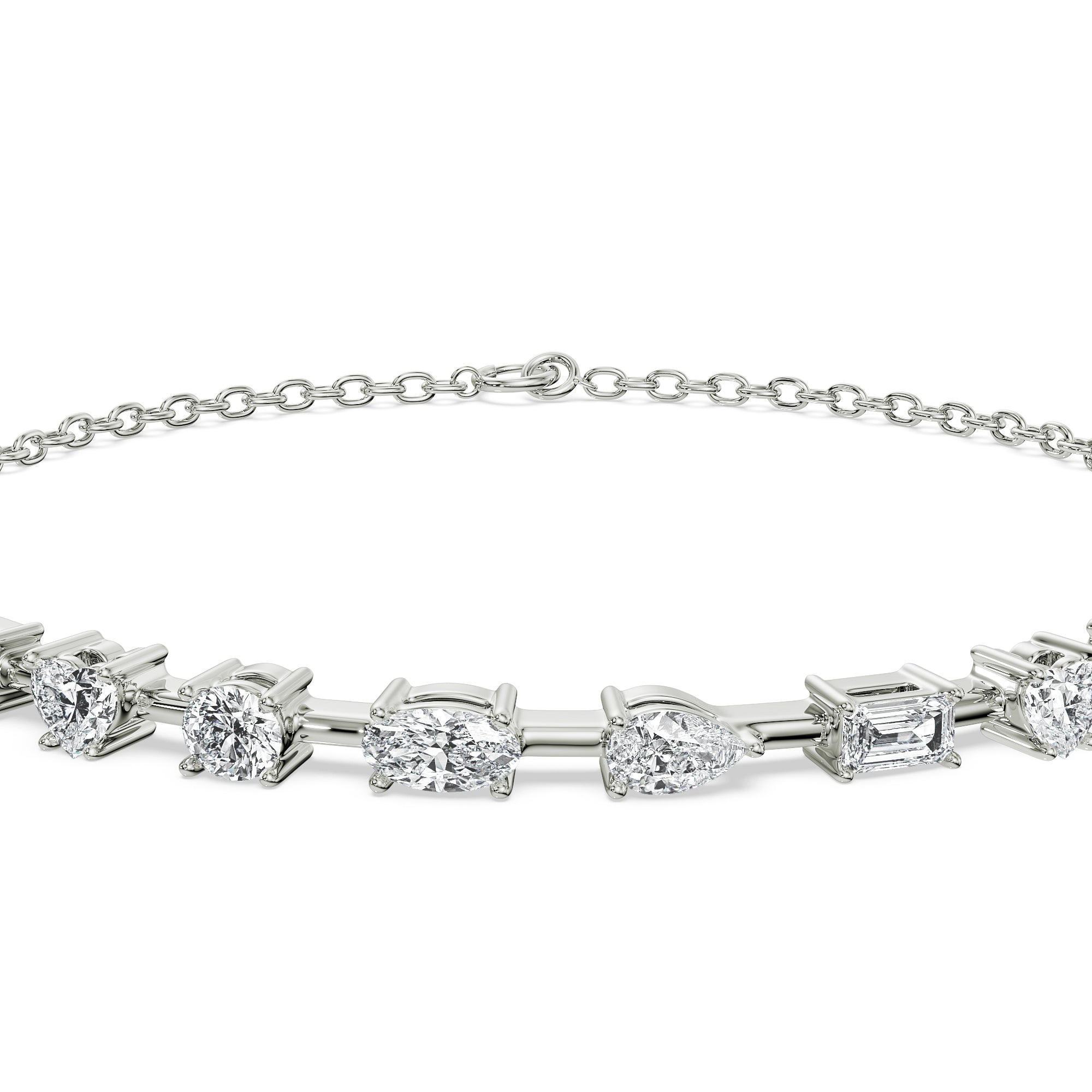 Multi Diamond Tennis Bracelet Left View