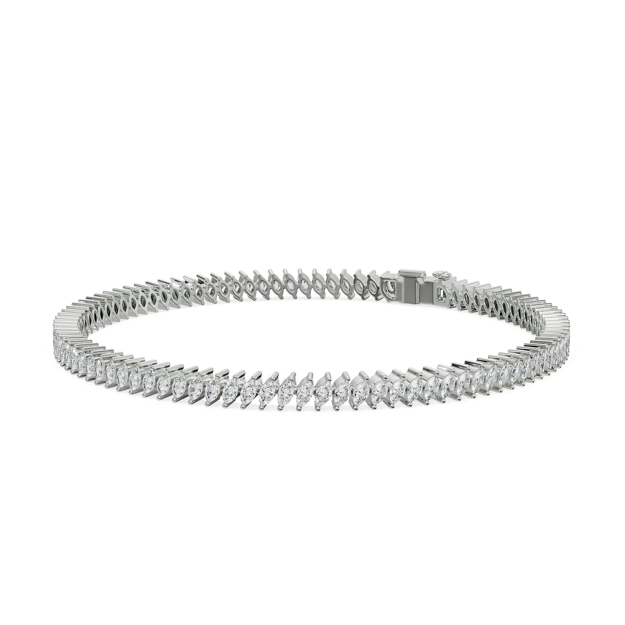Marquise Cocktail Lab Grown Diamond Bracelet - front view in 9KT