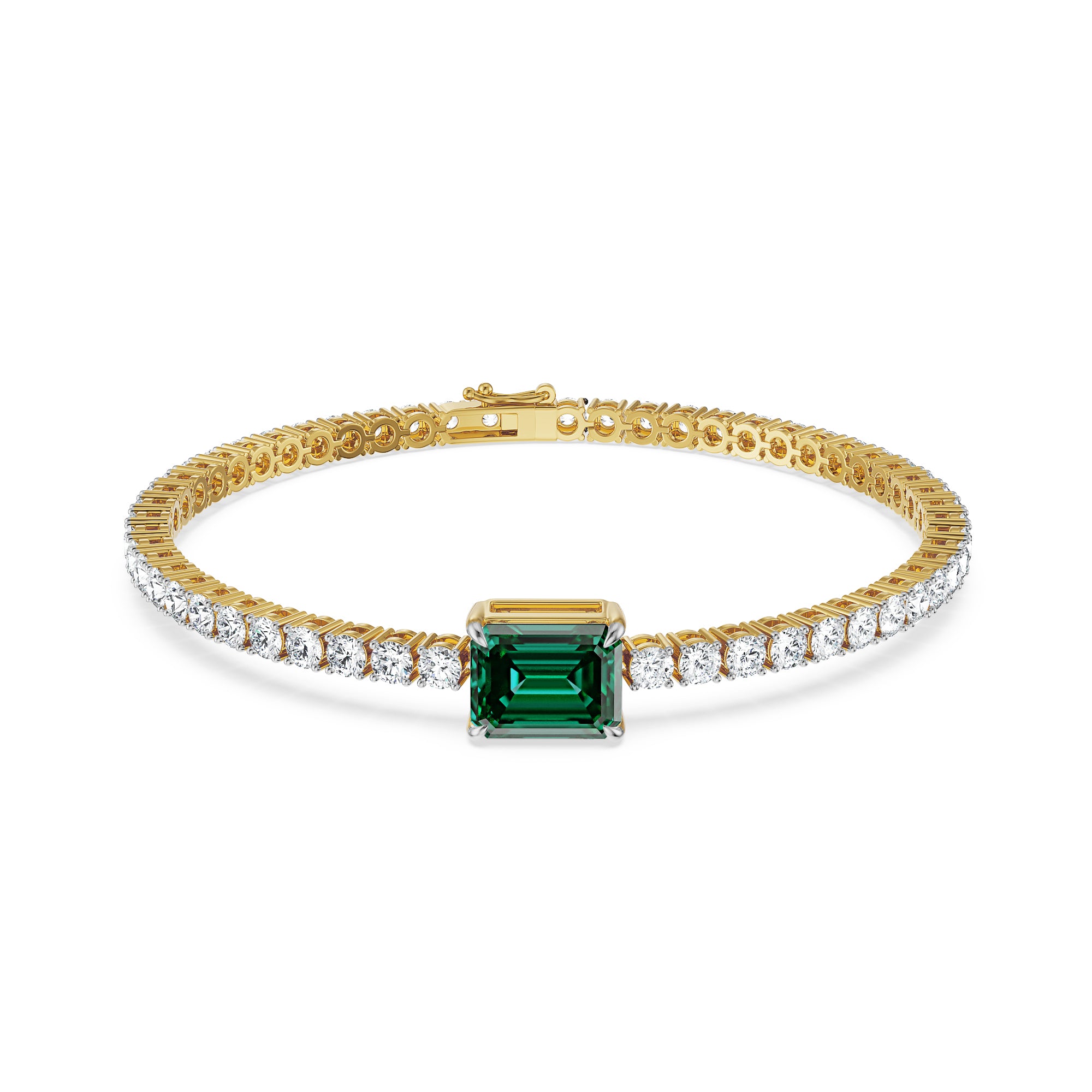 Emerald Tennis Lab Grown Diamond Bracelet - Front View