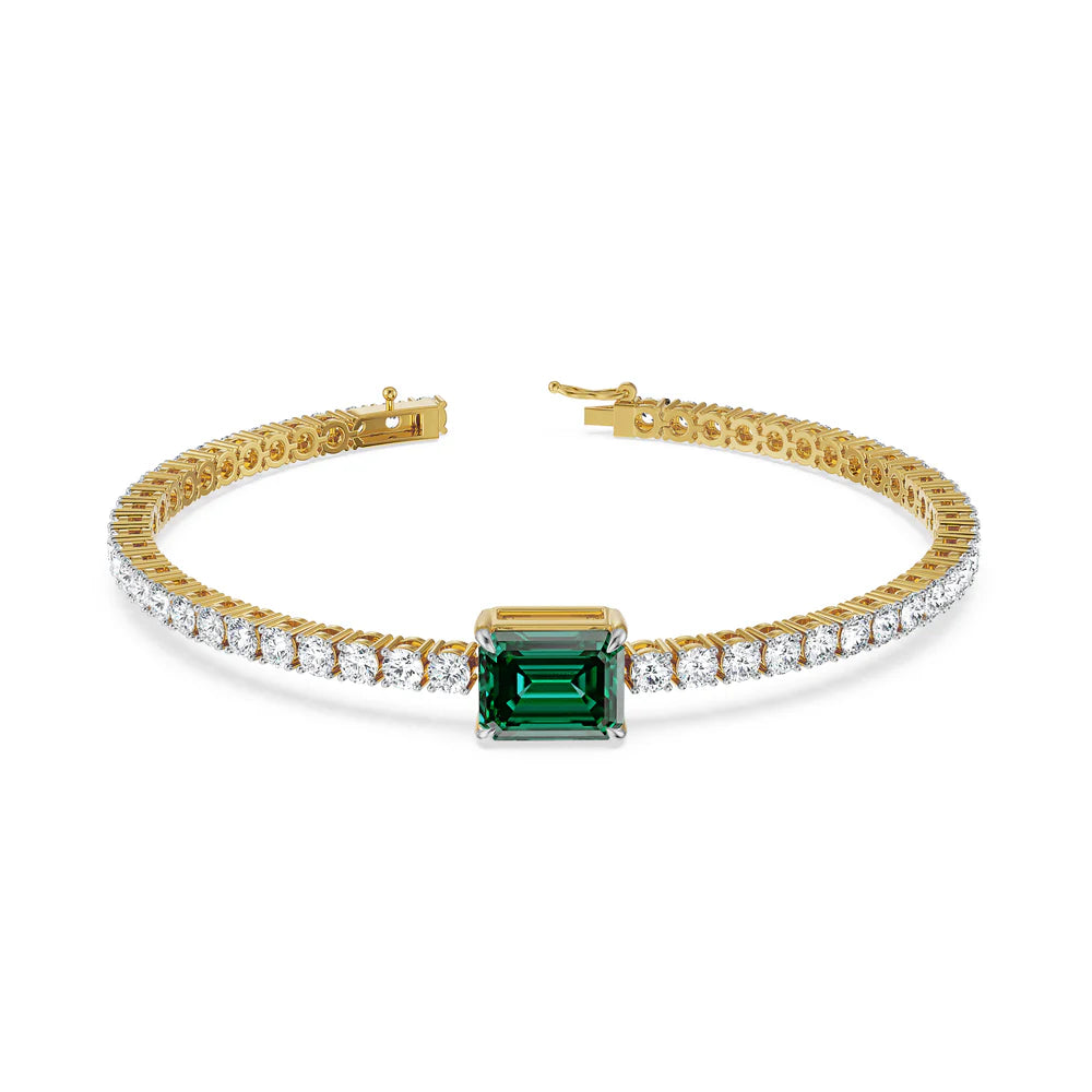 Emerald Tennis Lab Grown Diamond Bracelet 9KT