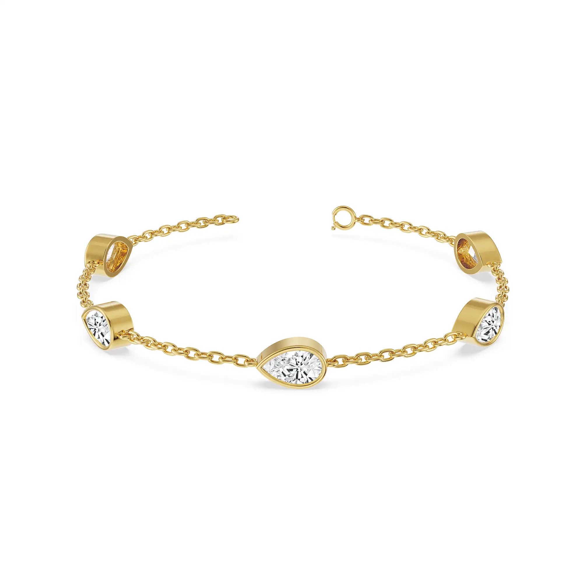Pear Bezel Tennis Lab Grown Diamond Bracelet- Prospective view