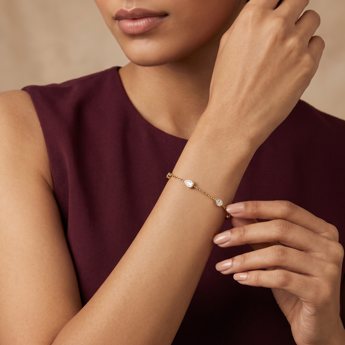 Pear Bezel Tennis Lab Grown Diamond Bracelet