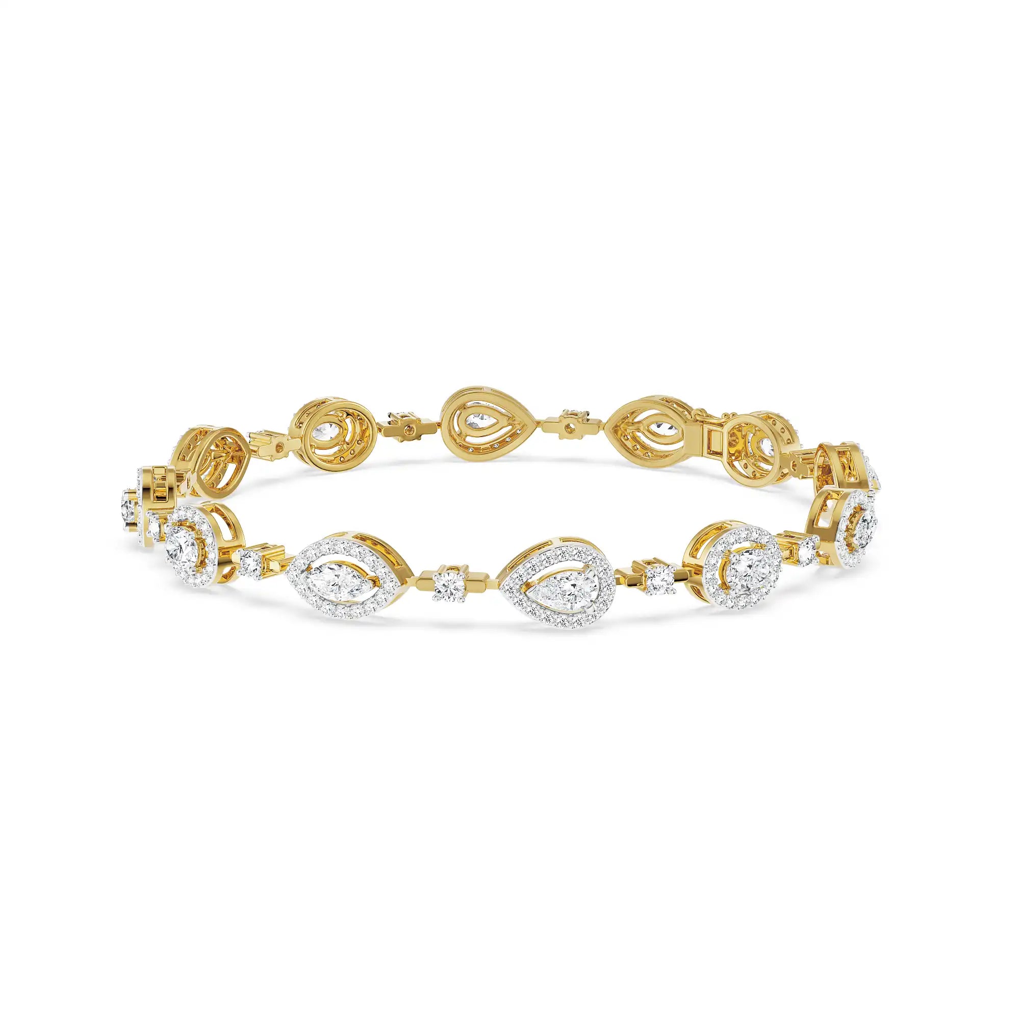 Multi Stone Diamond Bracelet front view in 9KT
