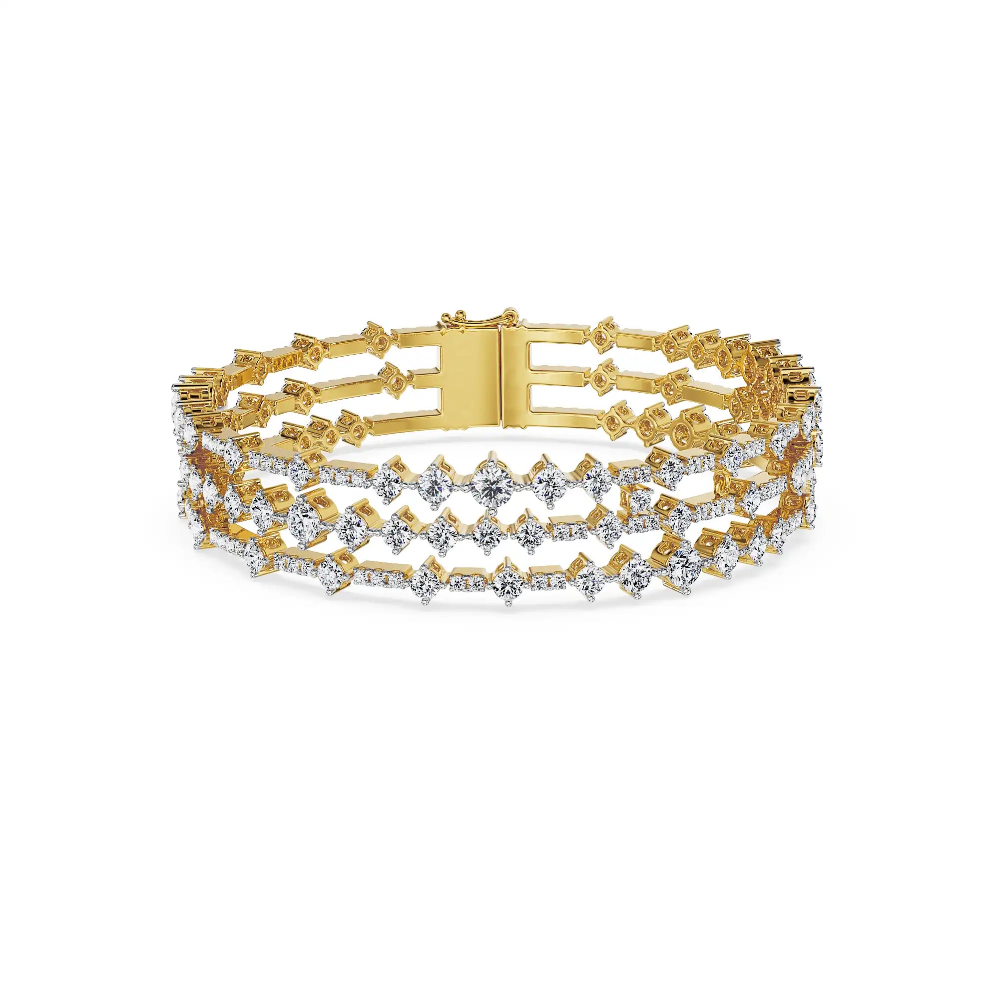 Three Line Lab Grown Diamond Bracelet - front view in 9KT