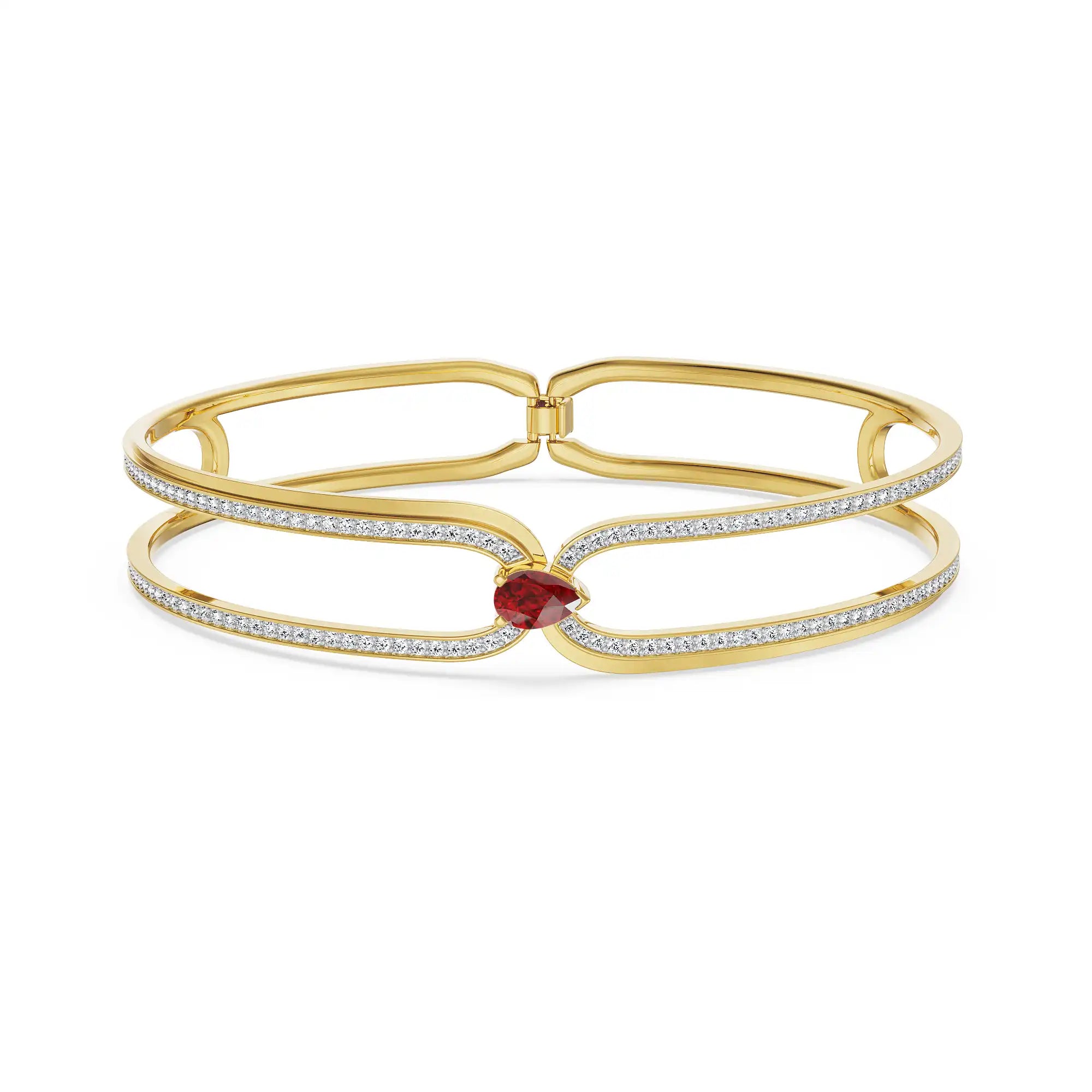 Ethereal Ruby Lab Grown Diamond Bracelet - perspective view in 9KT