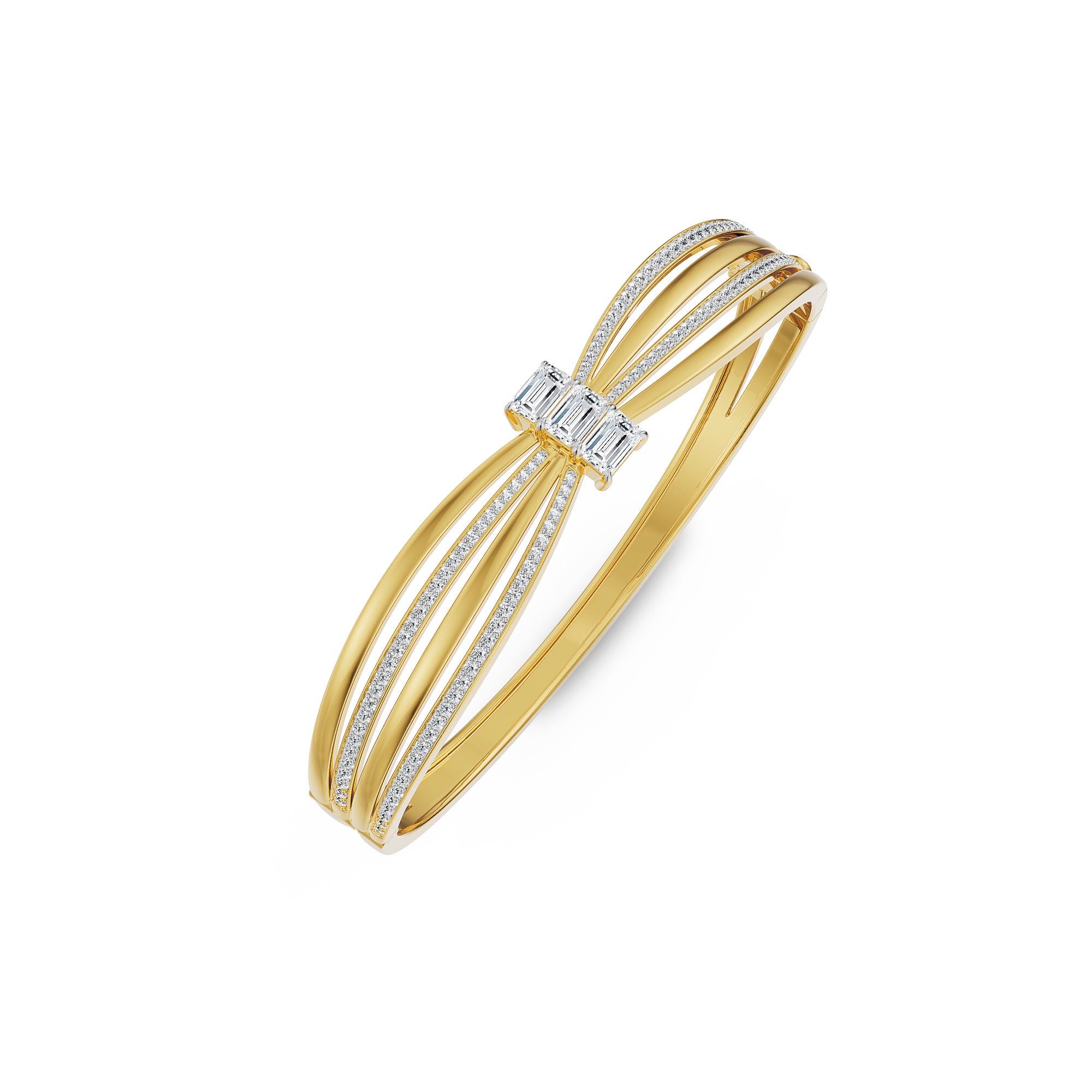 Ribbon Three Stone Lab Grown Diamond Bracelet - top view