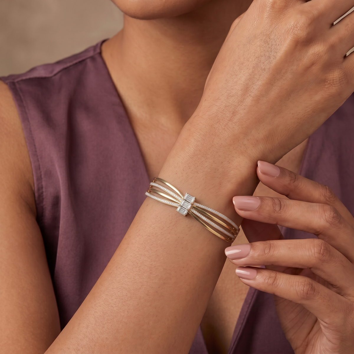 Ribbon Three Stone Lab Grown Diamond Bracelet