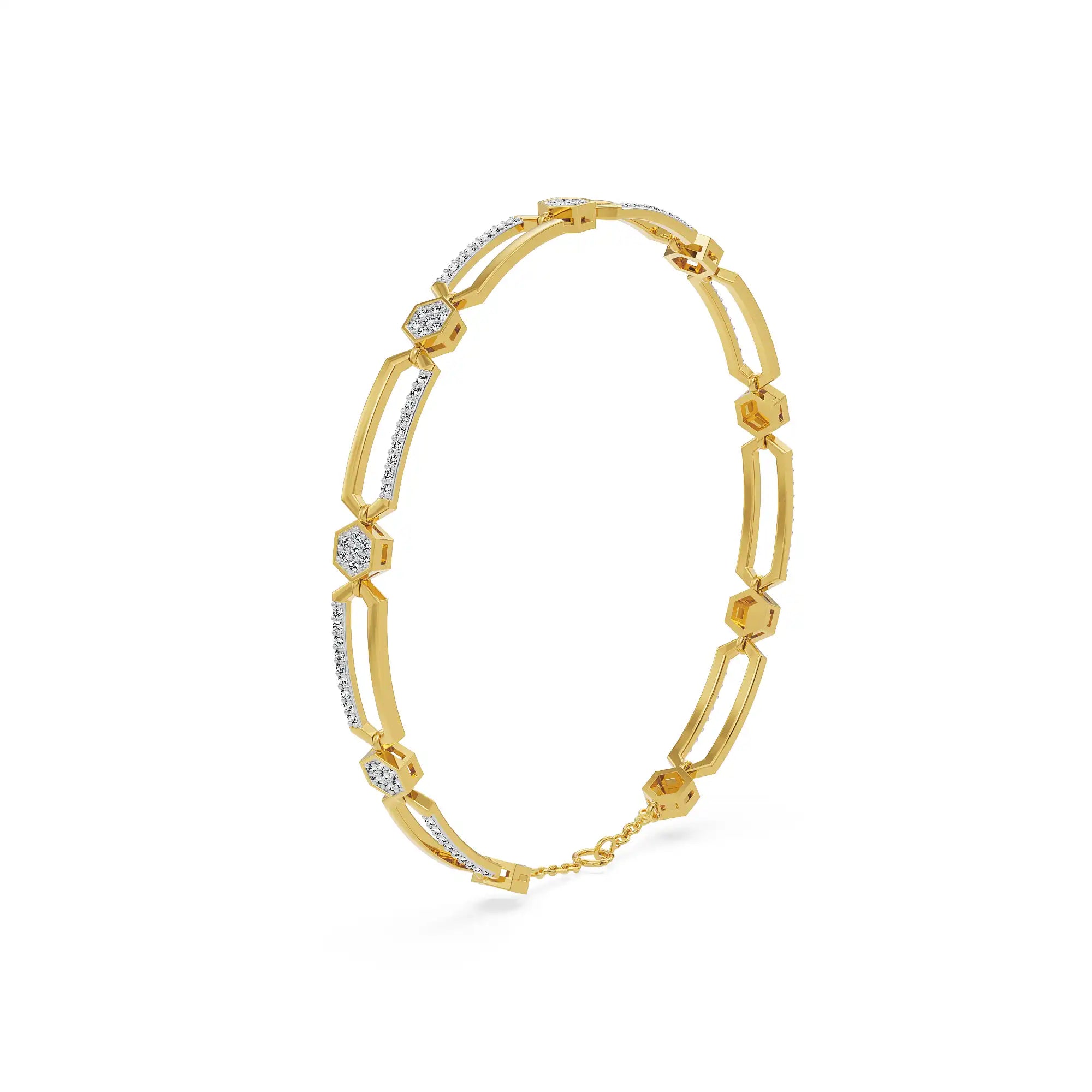 Geo-Luxe Hexagon Lab Grown Diamond Bracelet
Side View