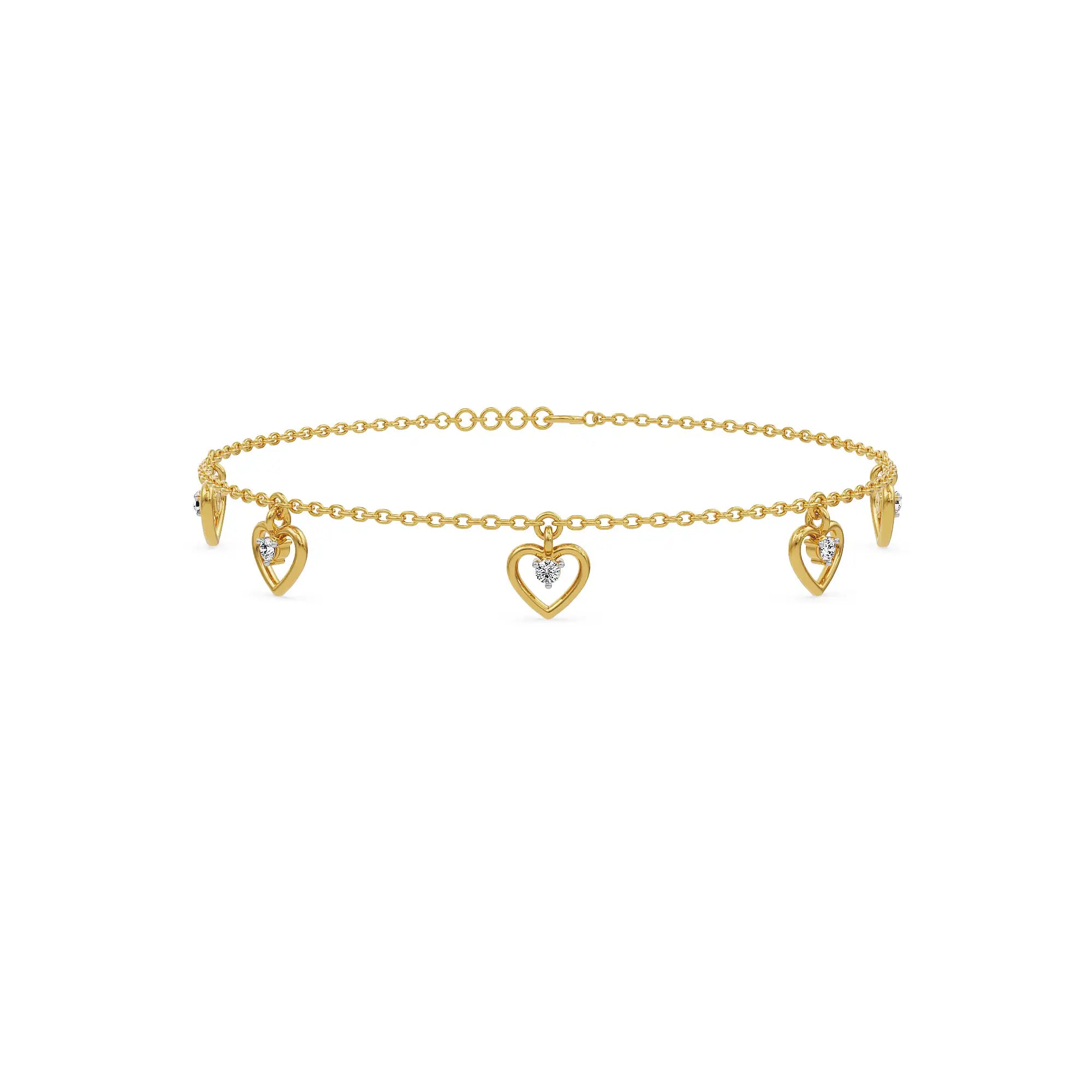 Amora Heart Charm Lab Grown Diamond Bracelet
Front View