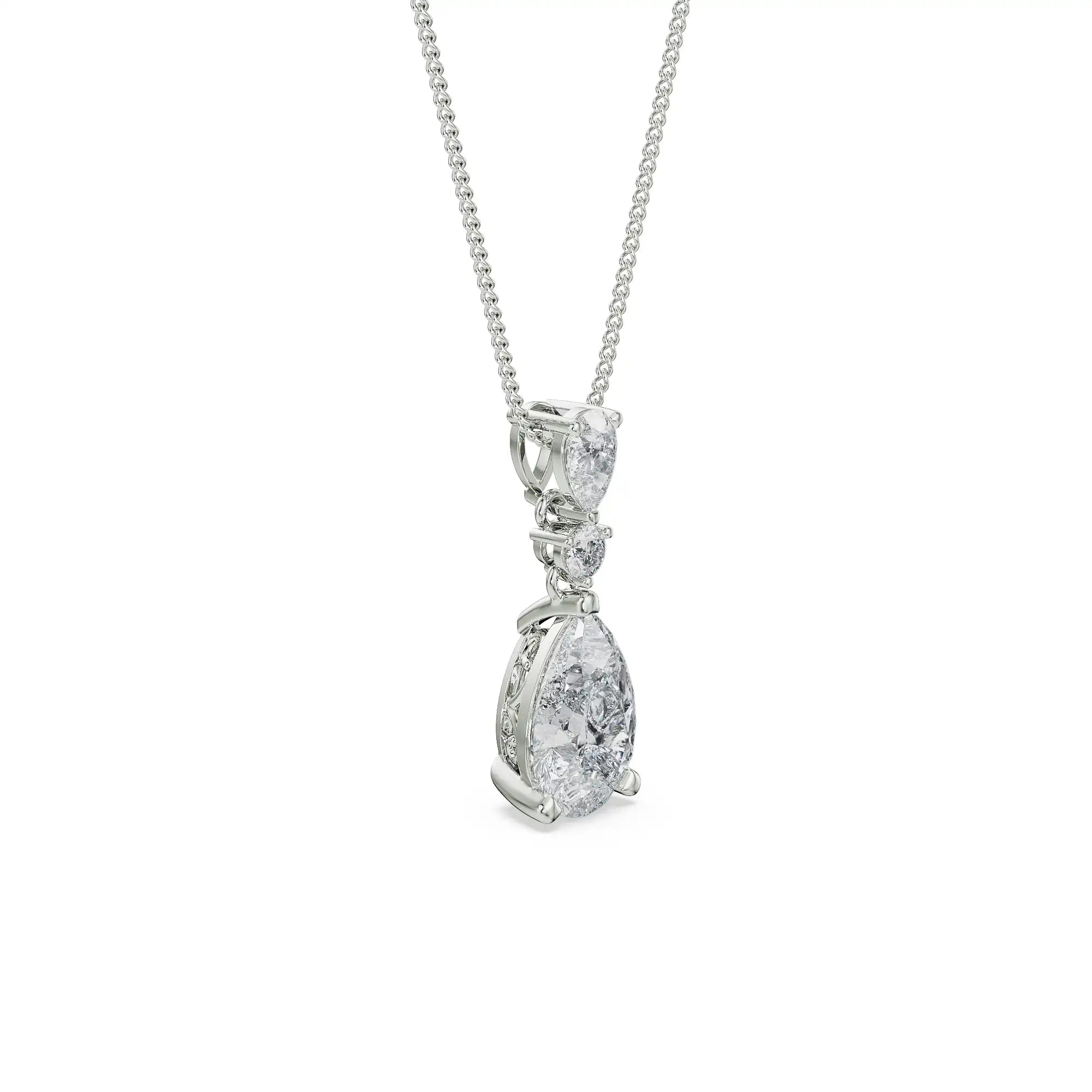 Pear Diamond Pendant Set Right View