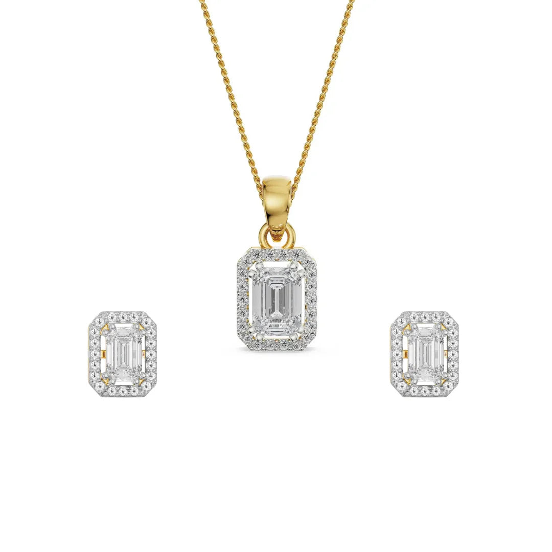 Luminescent Lab Grown Diamond Pendant Set - front view