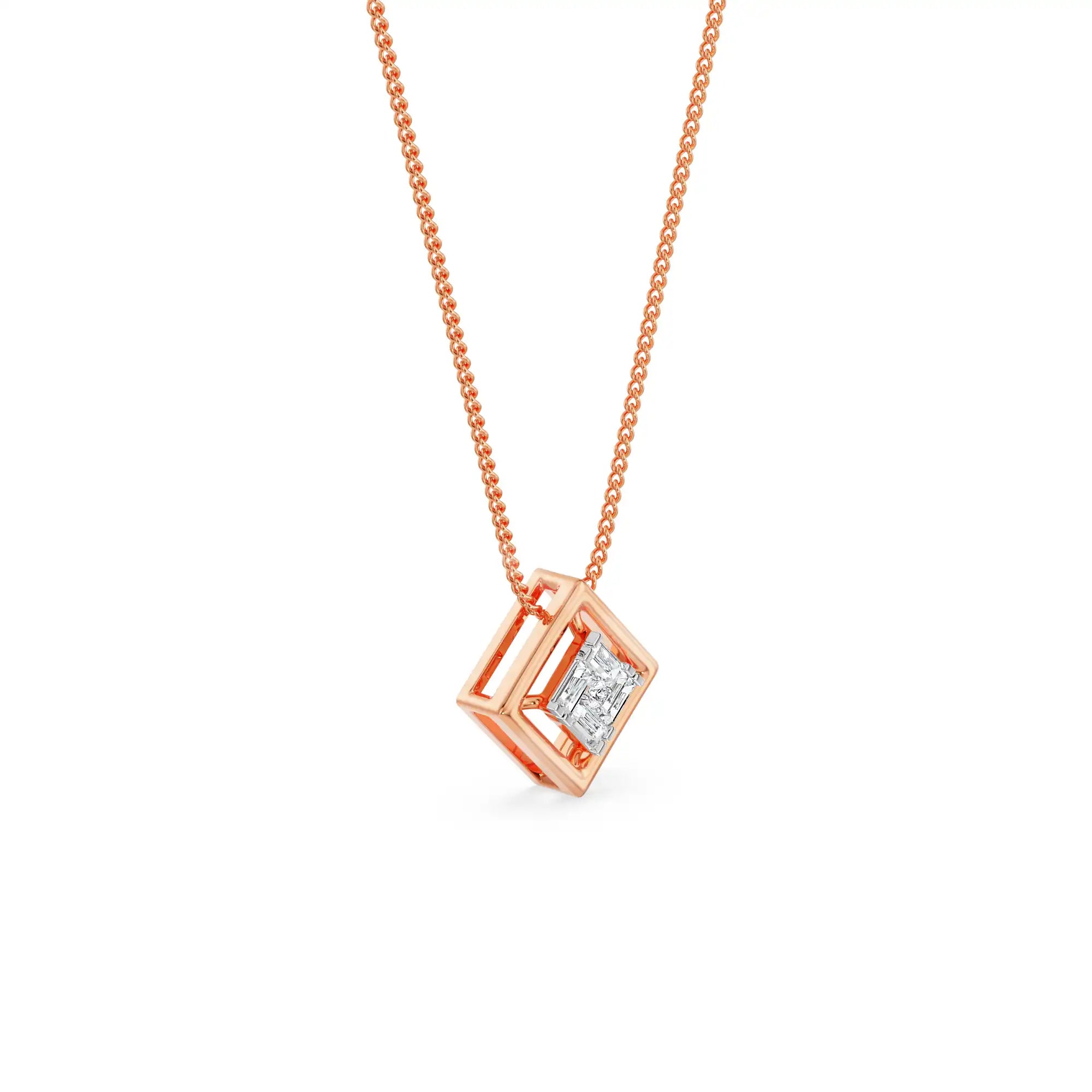 Geometric Allure Lab Diamond Pendant- Right View