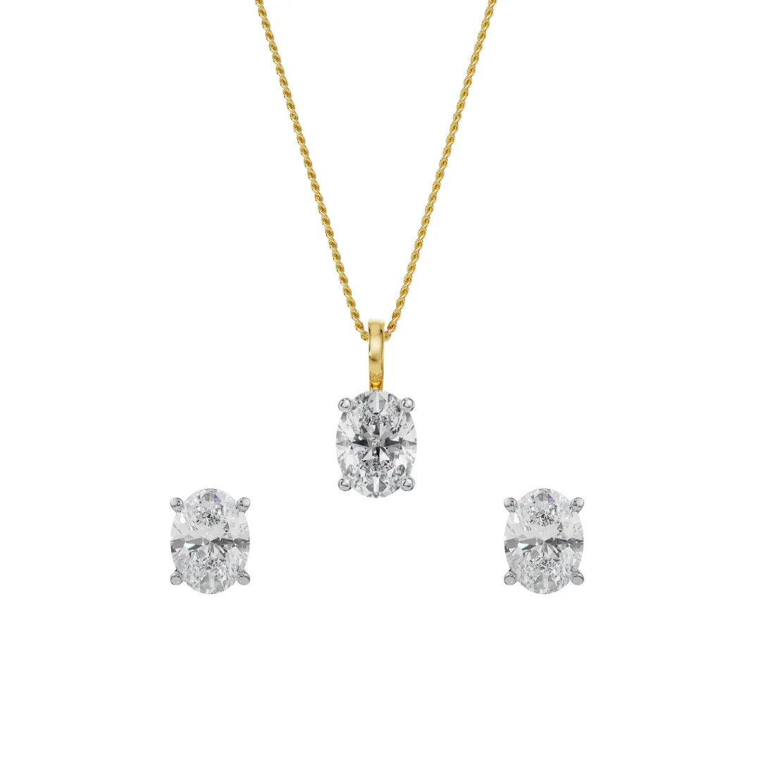 Solitaire Oval Lab Grown Diamond pendant set- Front View in 9KT