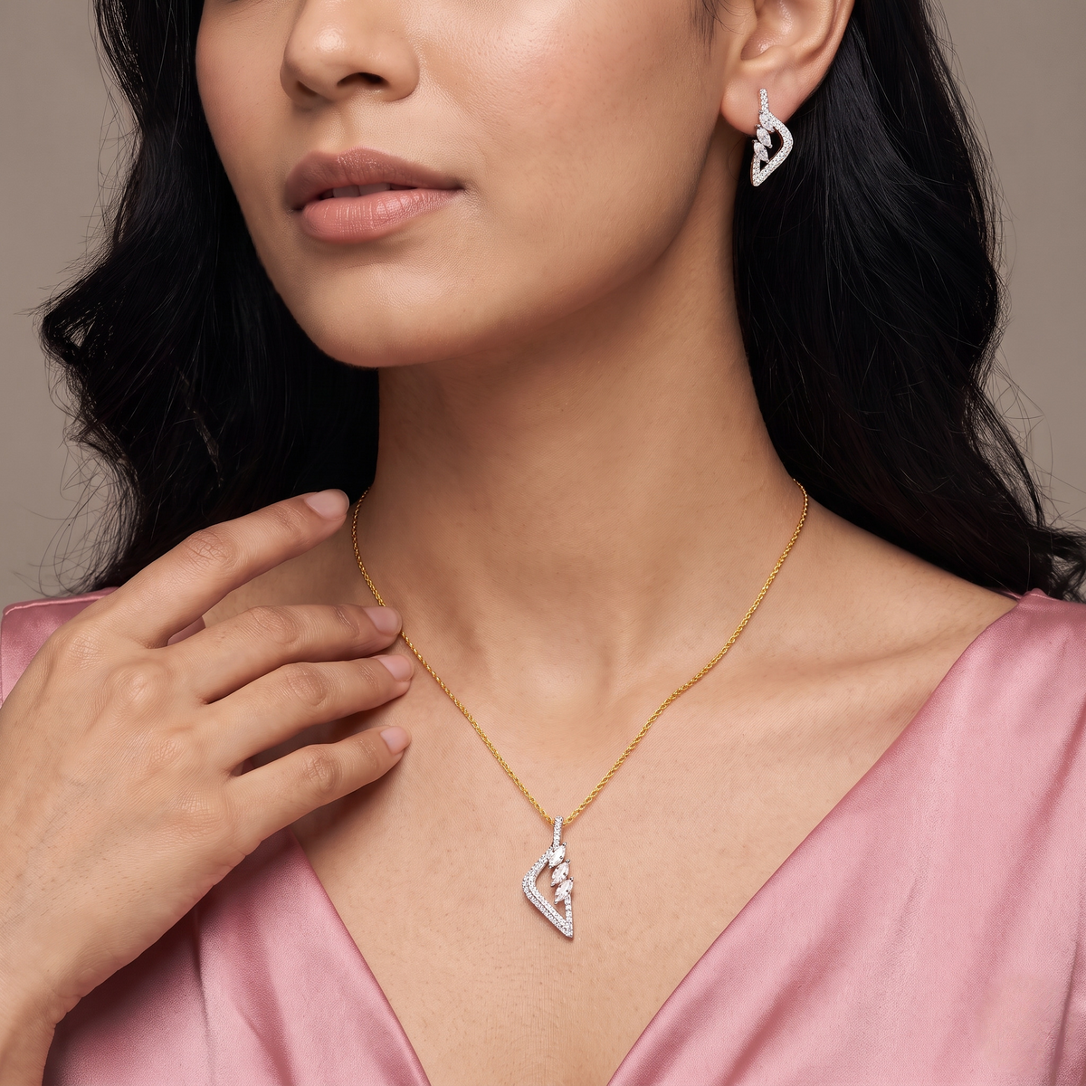 Prism Marquise Lab Grown Diamond Pendant Set