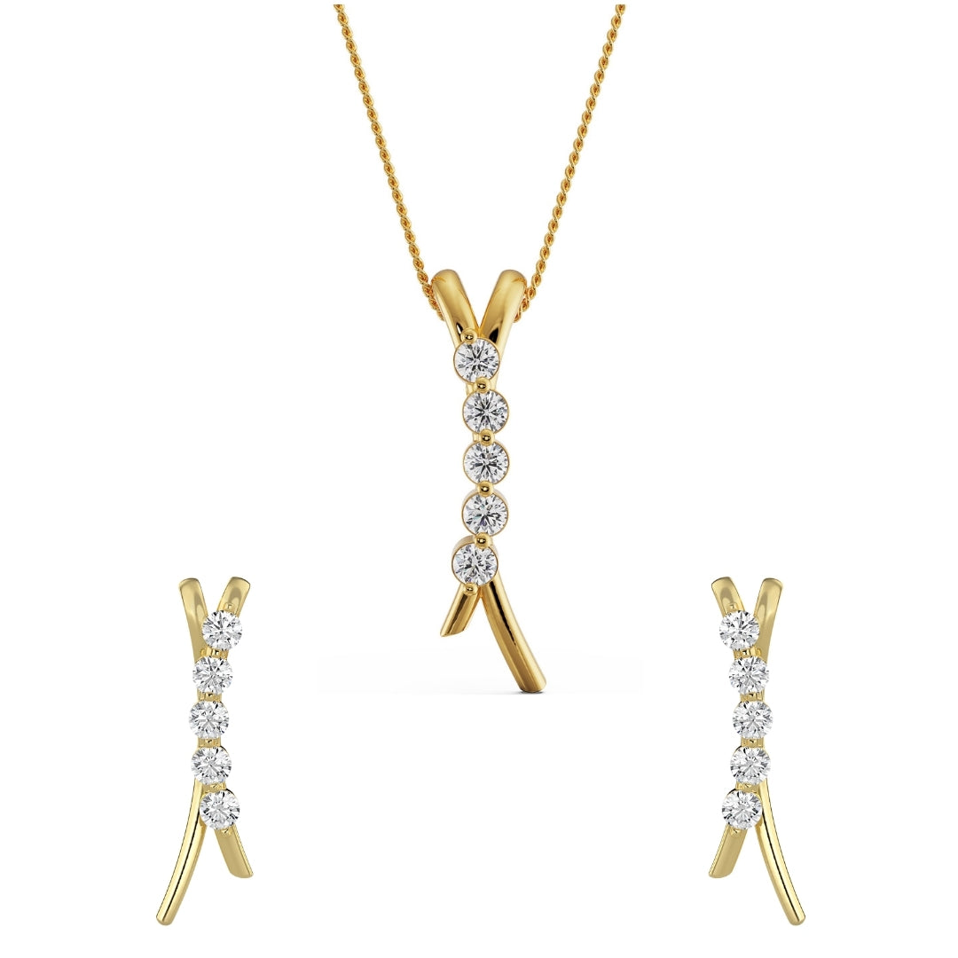Five Stone Lab Grown Diamond Pendant Set