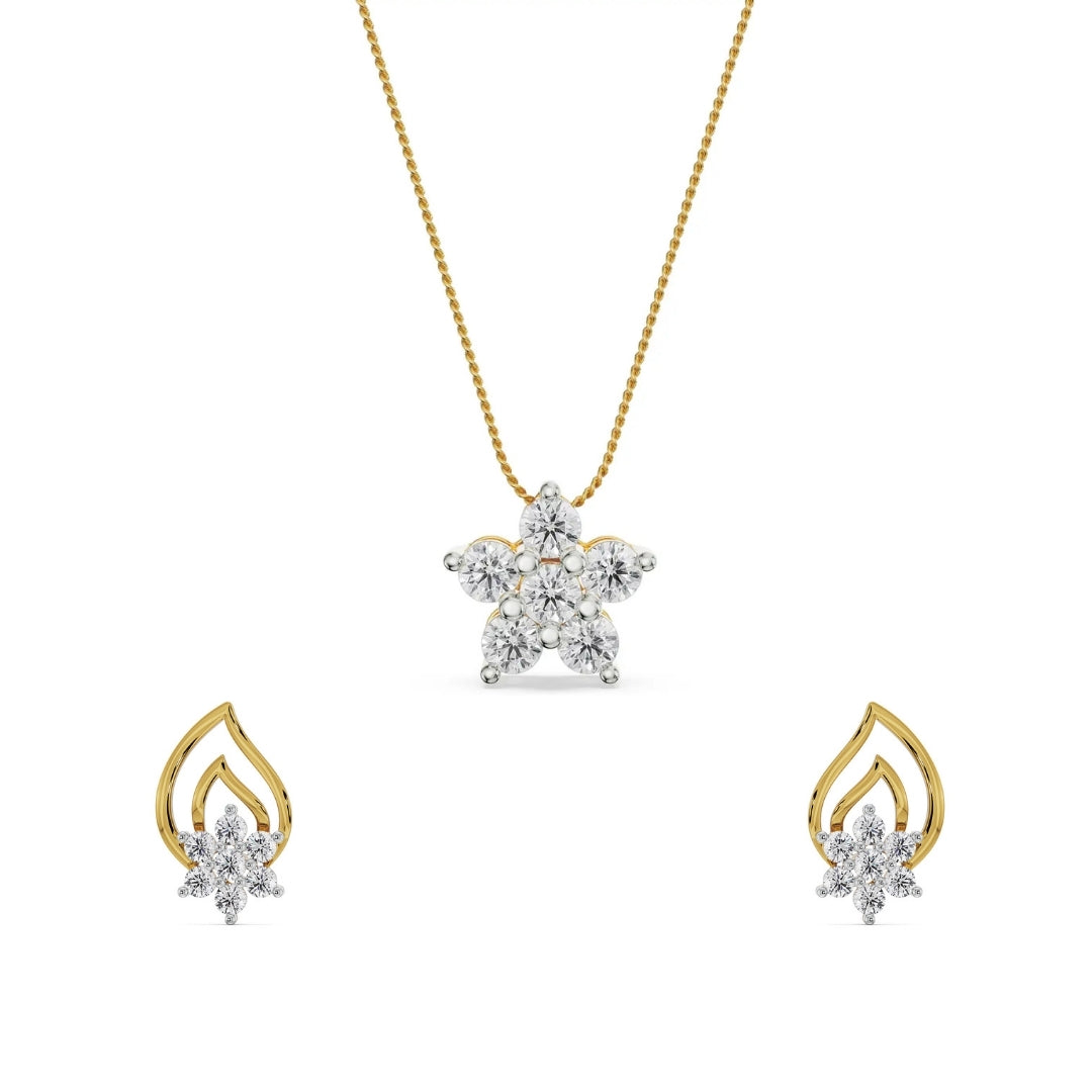 Mosi Leaf Lab Grown Diamond Pendant Set
