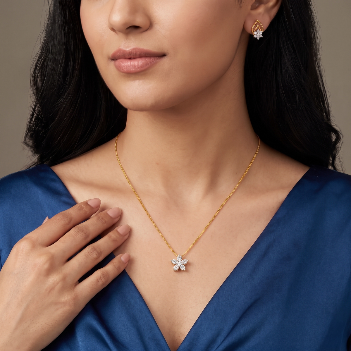 Mosi Leaf Lab Grown Diamond Pendant Set