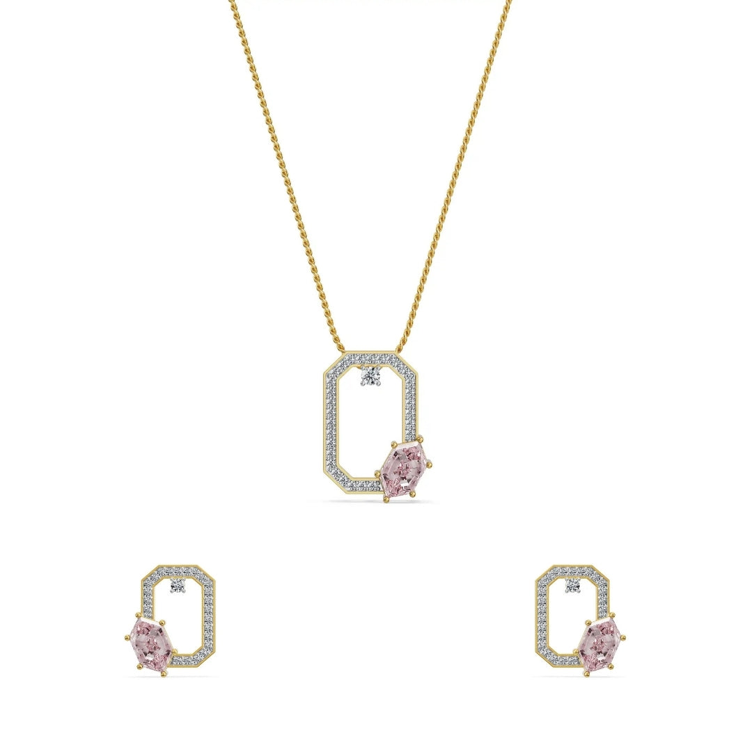 Crimson Poise Lab Grown Diamond Pendant Set