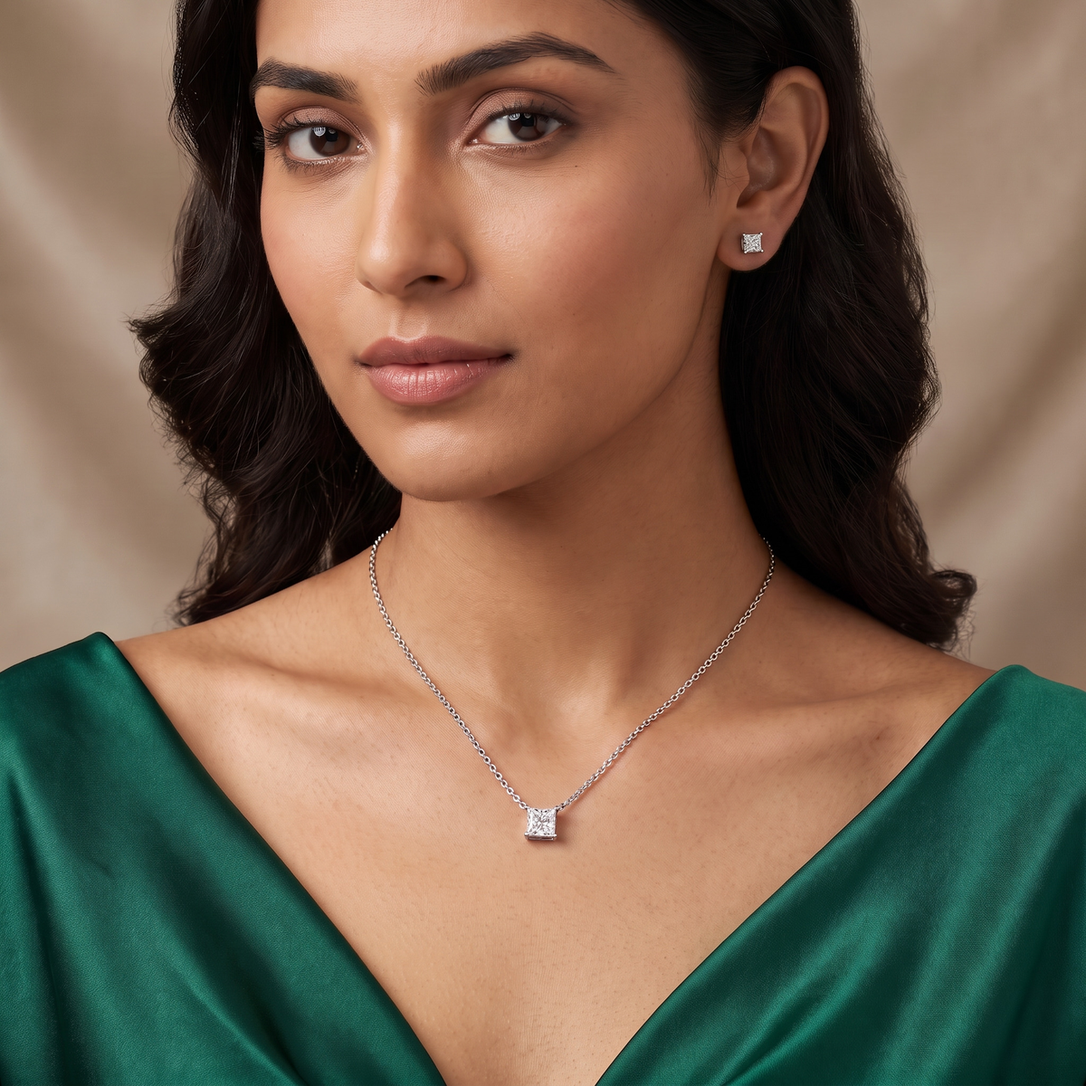 Princess Lab Grown Diamond Necklace Set