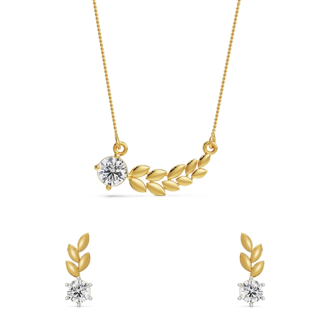 Dewy Leaf Lab Grown Diamond Necklace Set