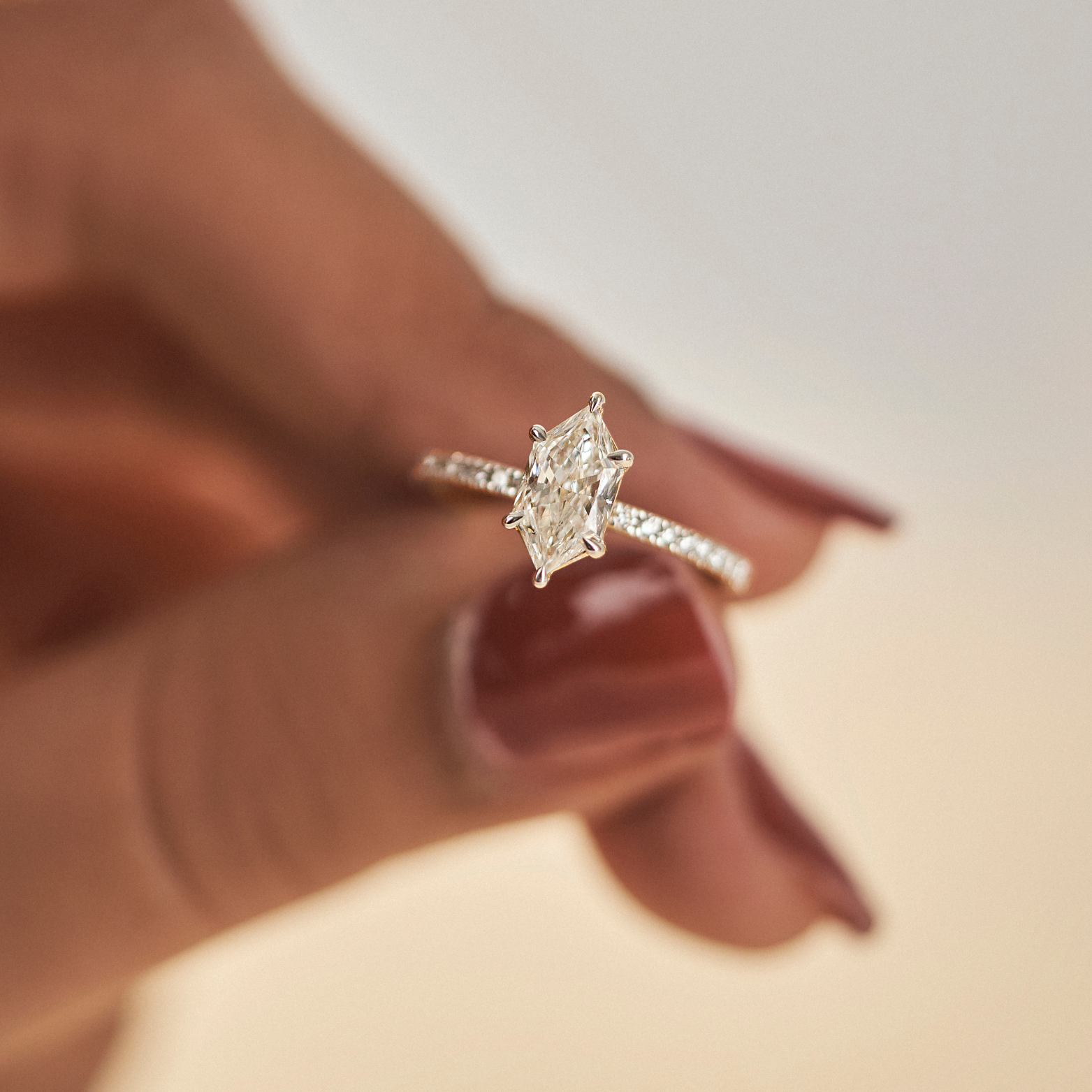 Custom Hexagon Lab Grown Diamond Ring