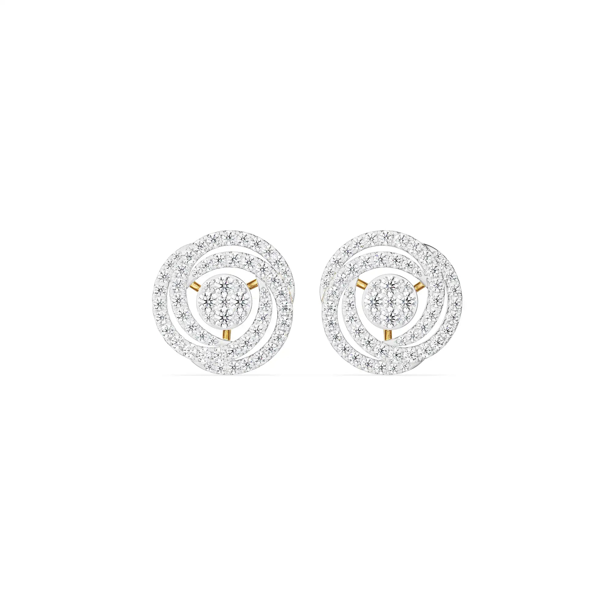 Circle of Life Diamond Studs Front view in 9KT