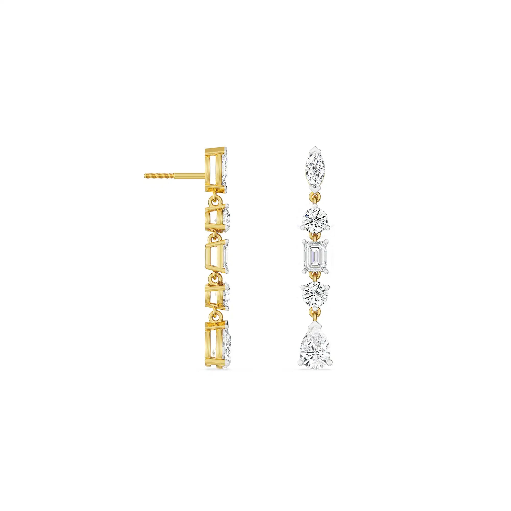 Multi Stone Diamond Drops Prospective view