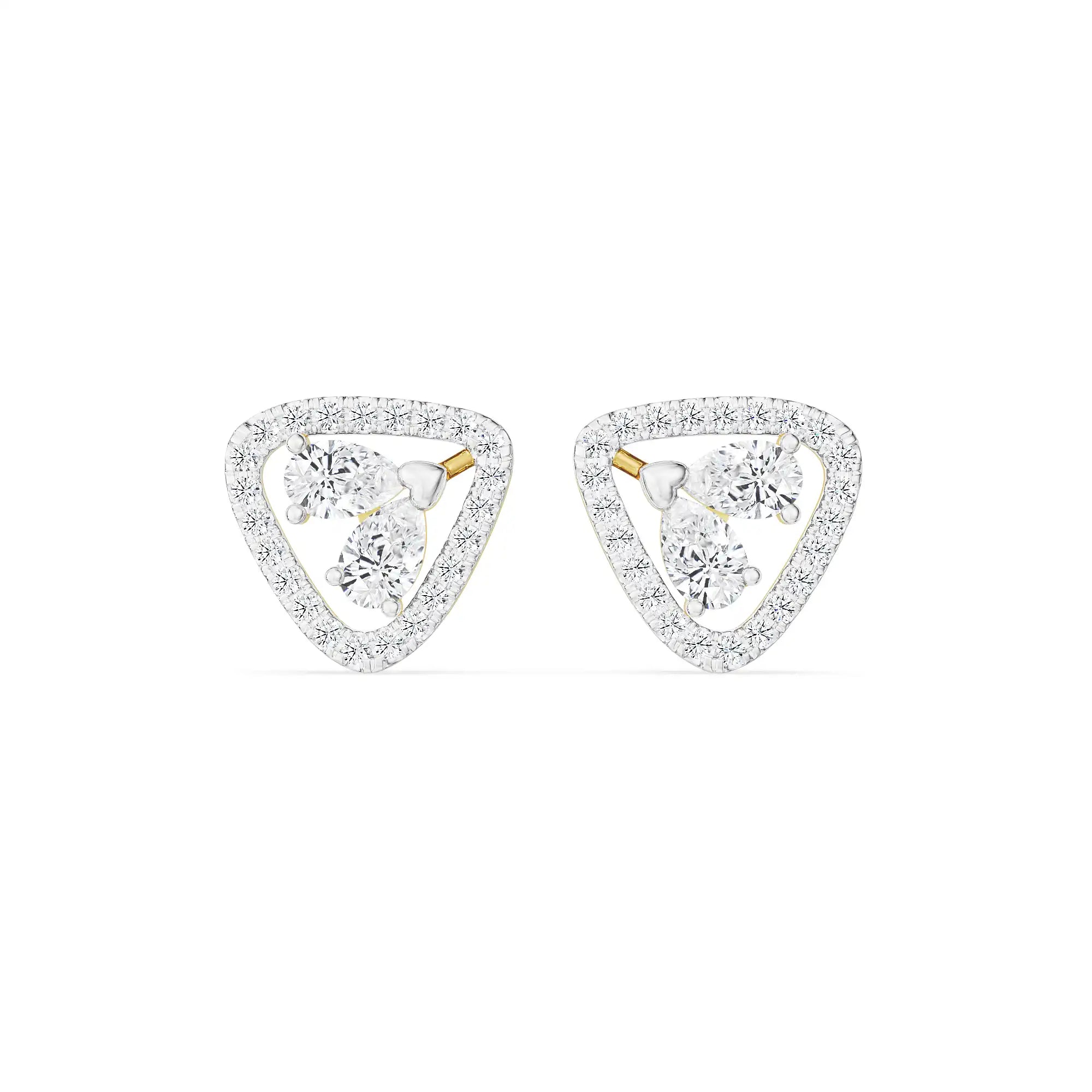Duo Pear Diamond Studs Front view