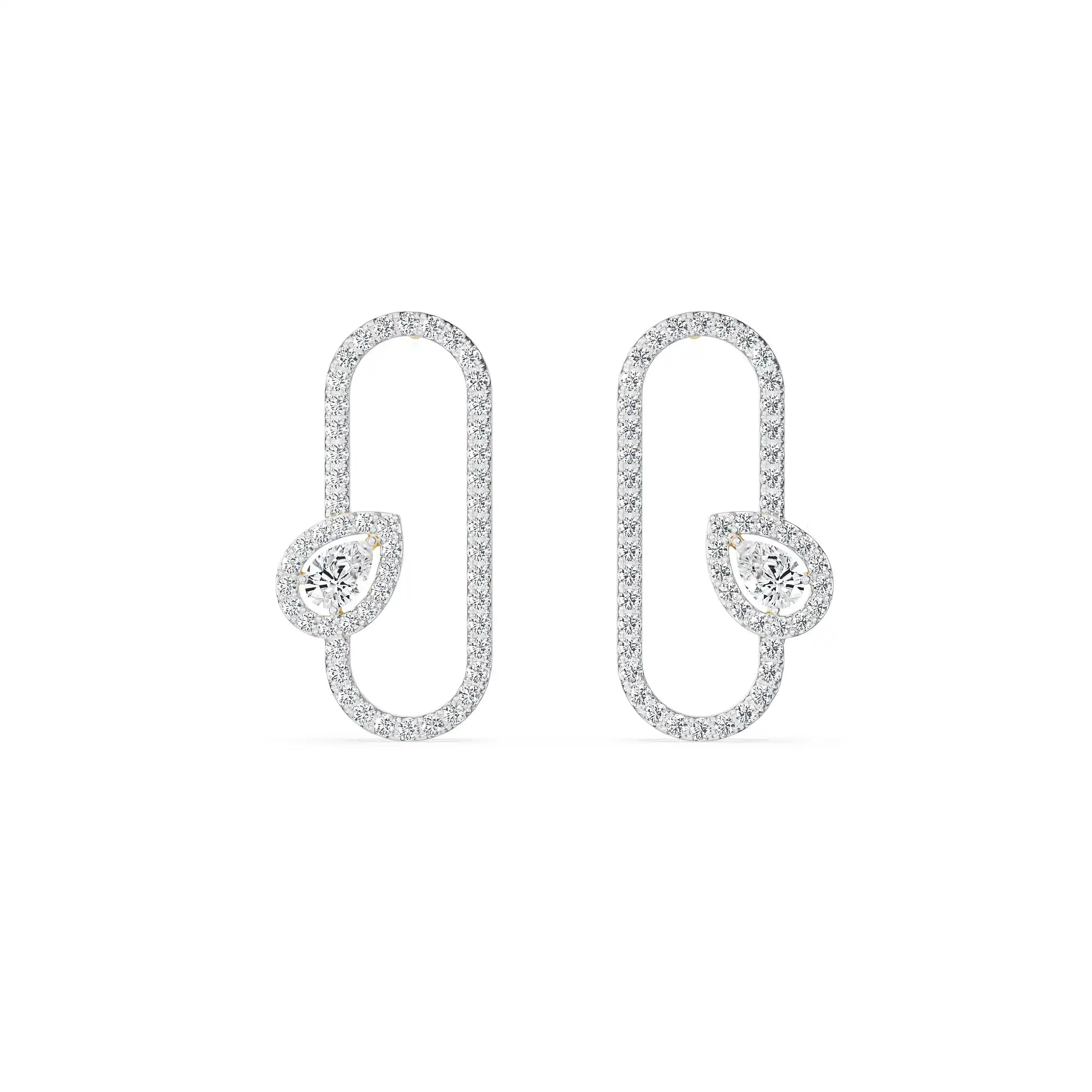 Pear Hoop Lab Grown Diamond Earrings - Front view