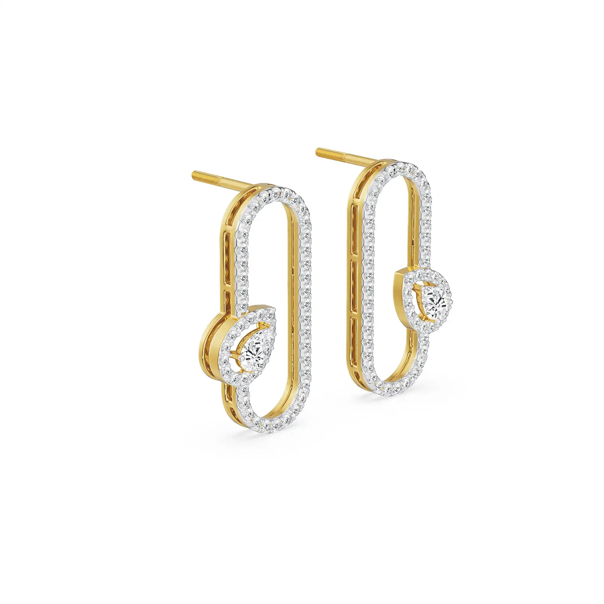 Pear Hoop Lab Grown Diamond Earrings - Side view