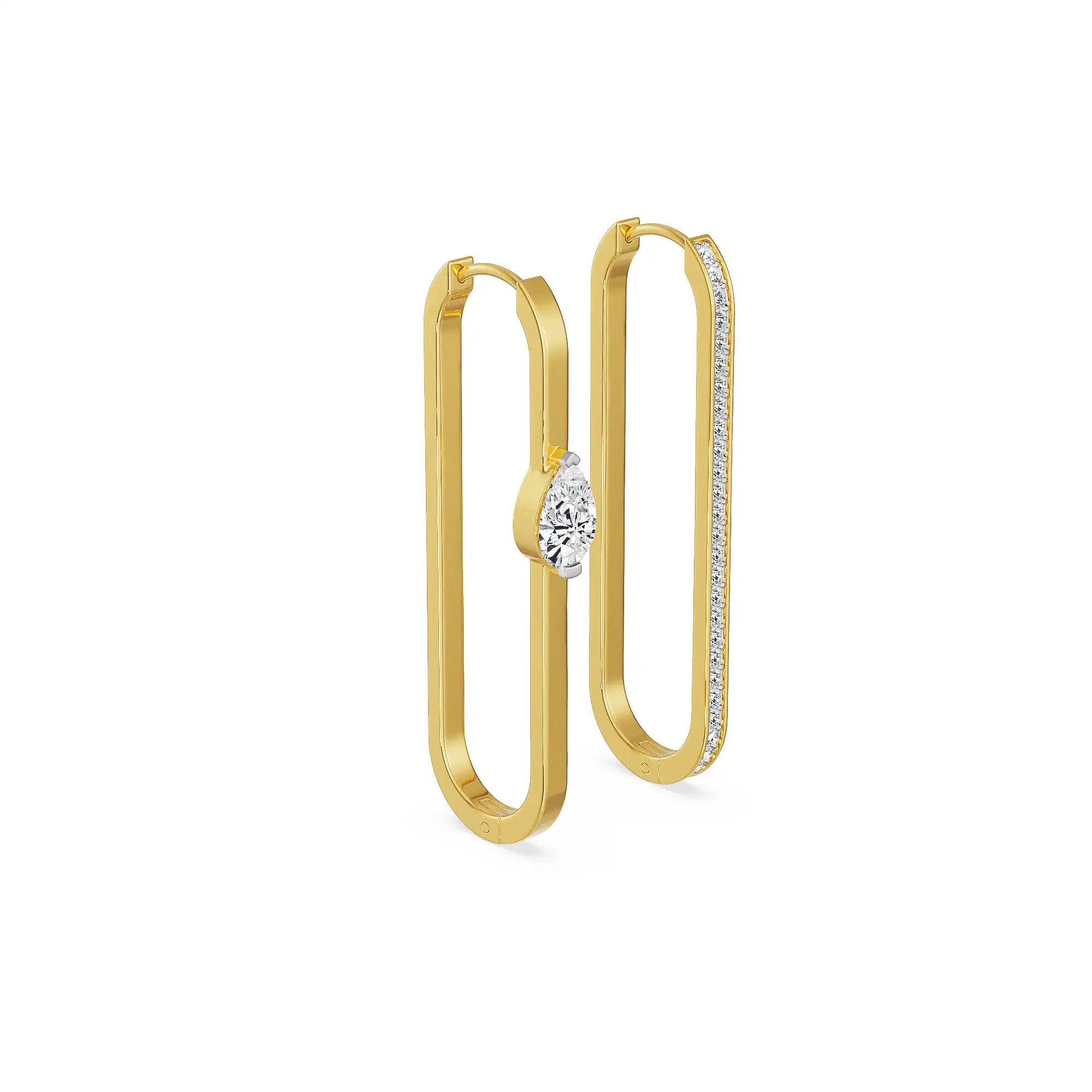 Asymmetric Lab Grown Diamond Earrings - Side view