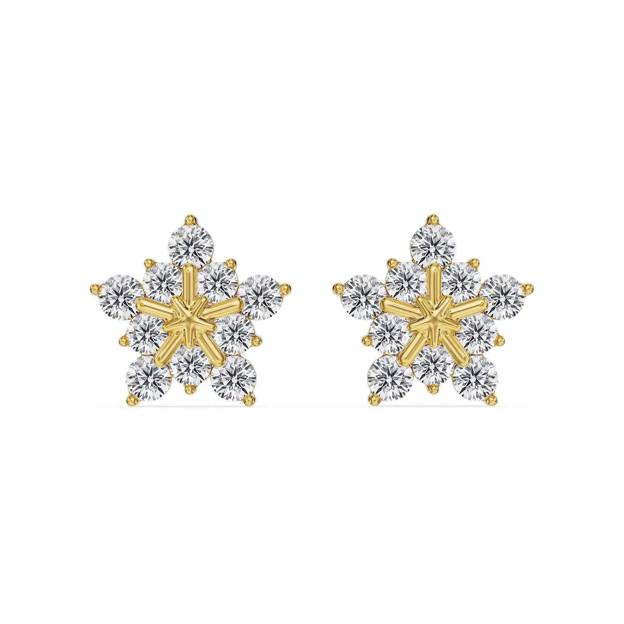 Daisy Drop Lab Grown Diamond Earring - front view in 9KT