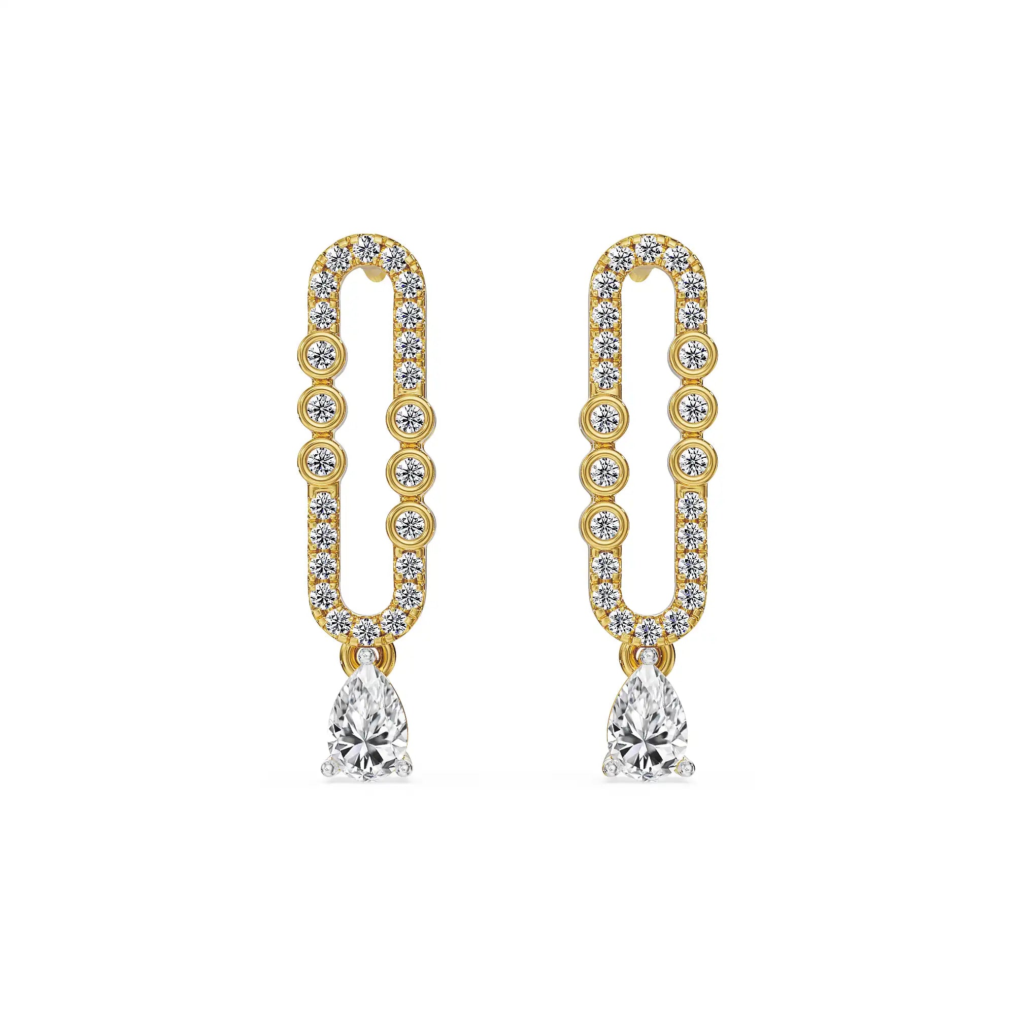 Dew Drop Lab Grown Diamond Earrings - front view in 9KT