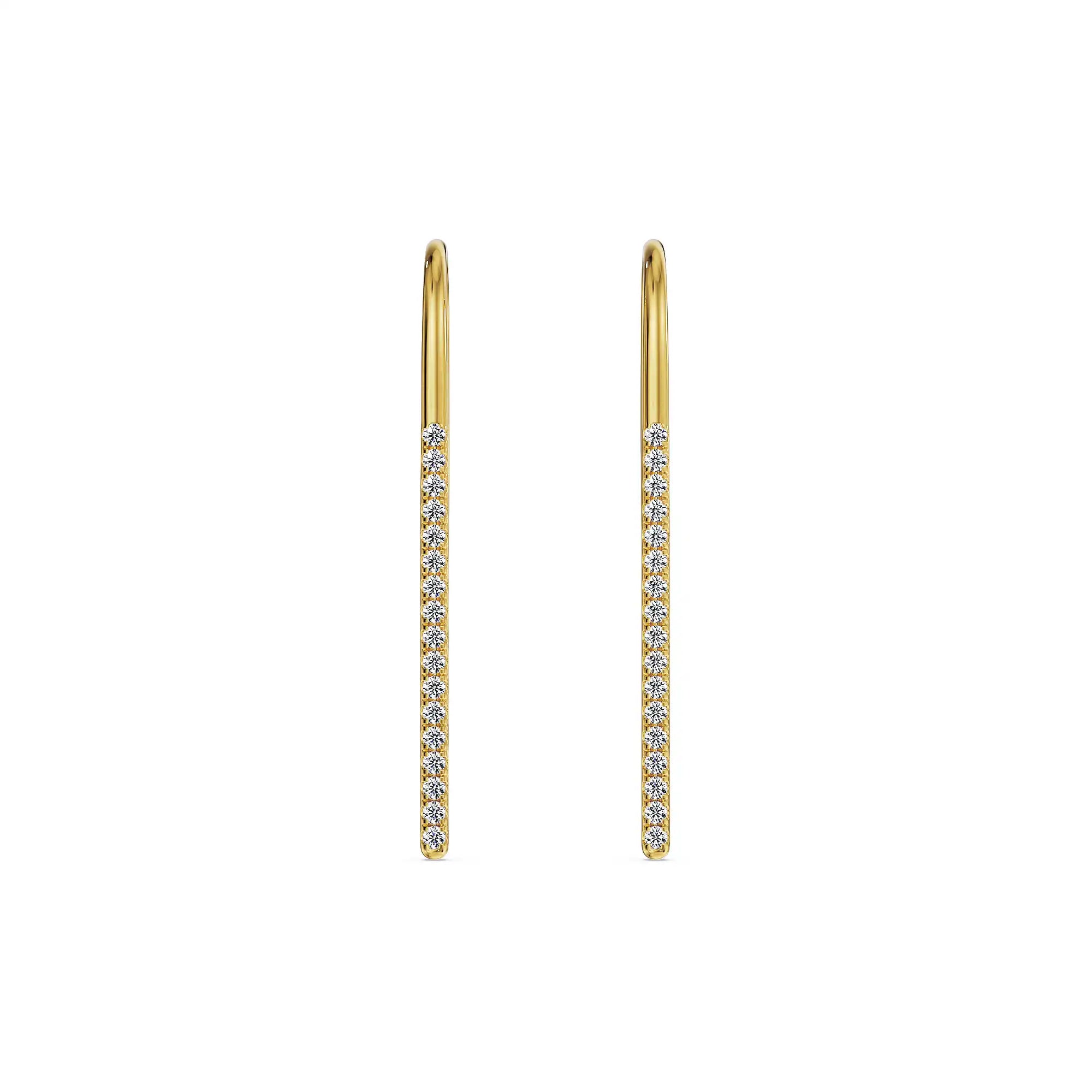 Golden Glow Linear Lab Grown Diamond Earrings - front view in 9KT