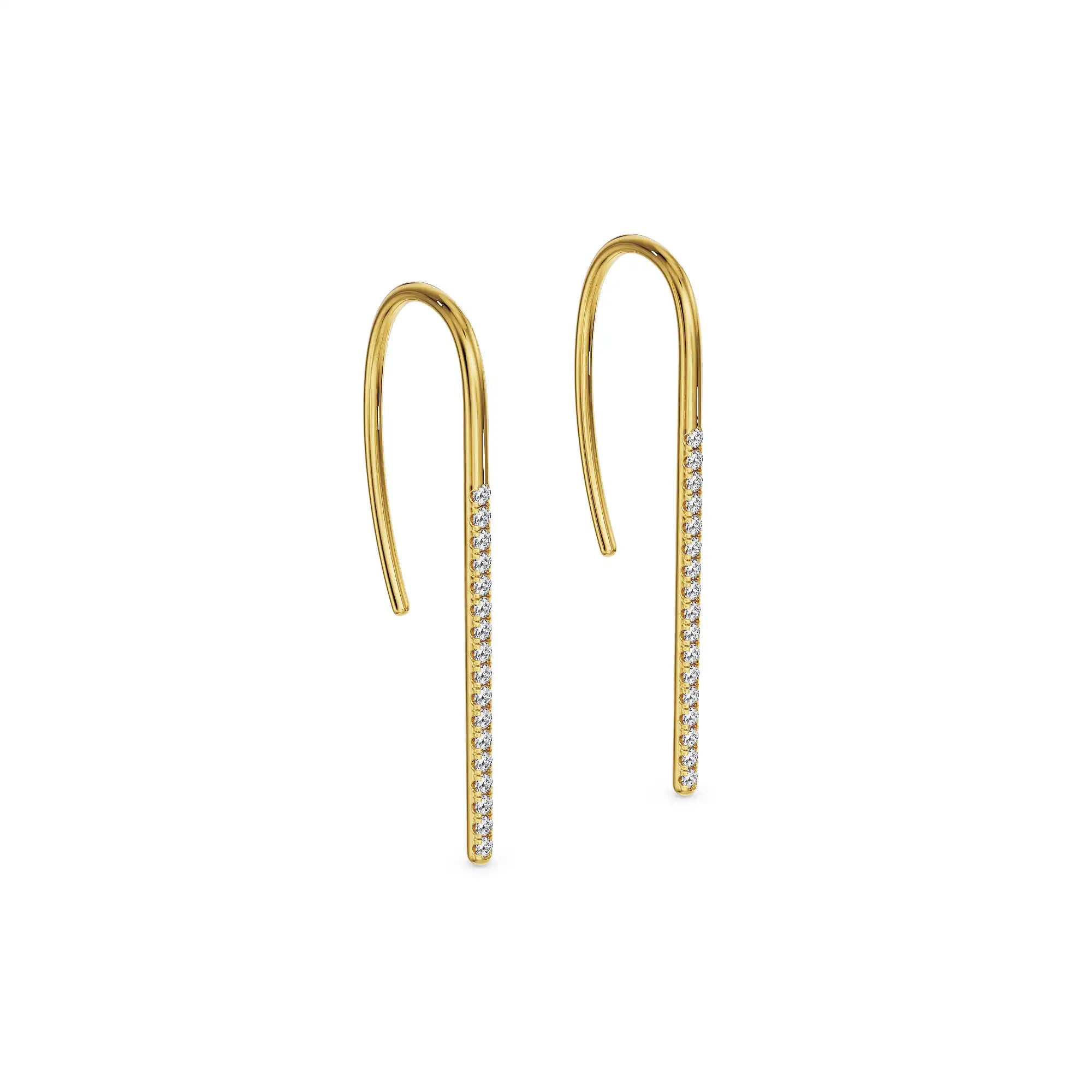 Golden Glow Linear Lab Grown Diamond Earrings - side view