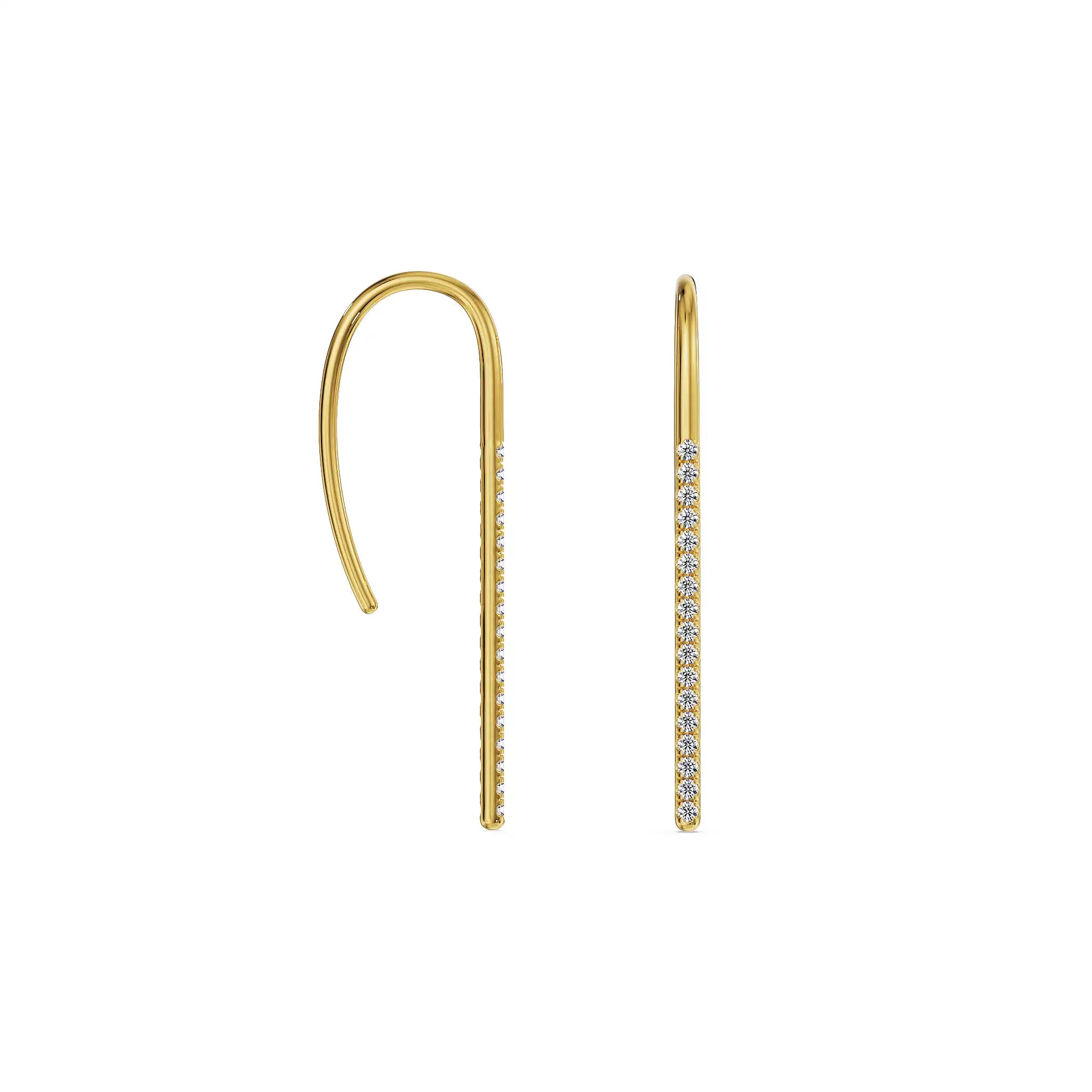 Golden Glow Linear Lab Grown Diamond Earrings - perspective view