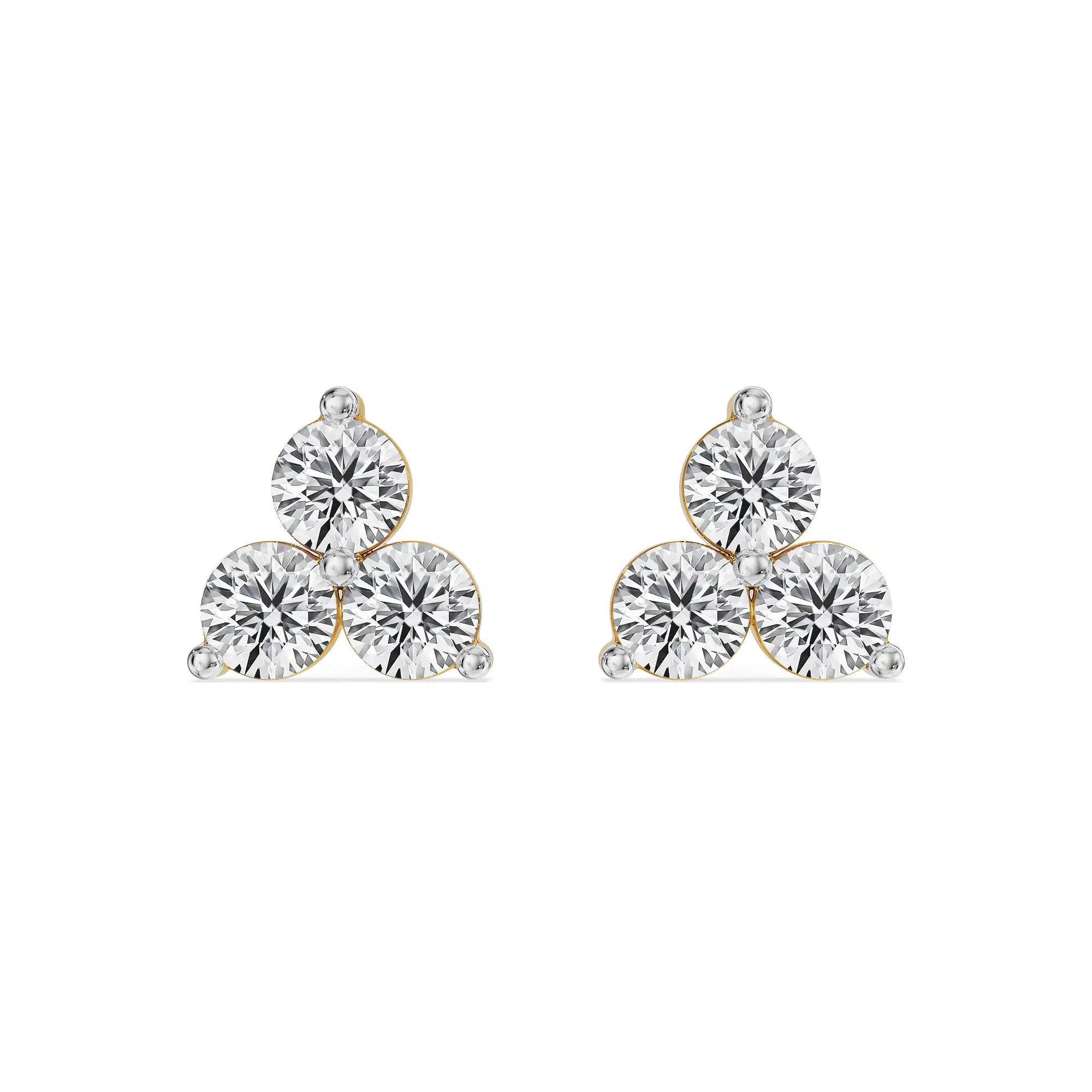 Clovia Trio Lab Grown Diamond Studs - front view