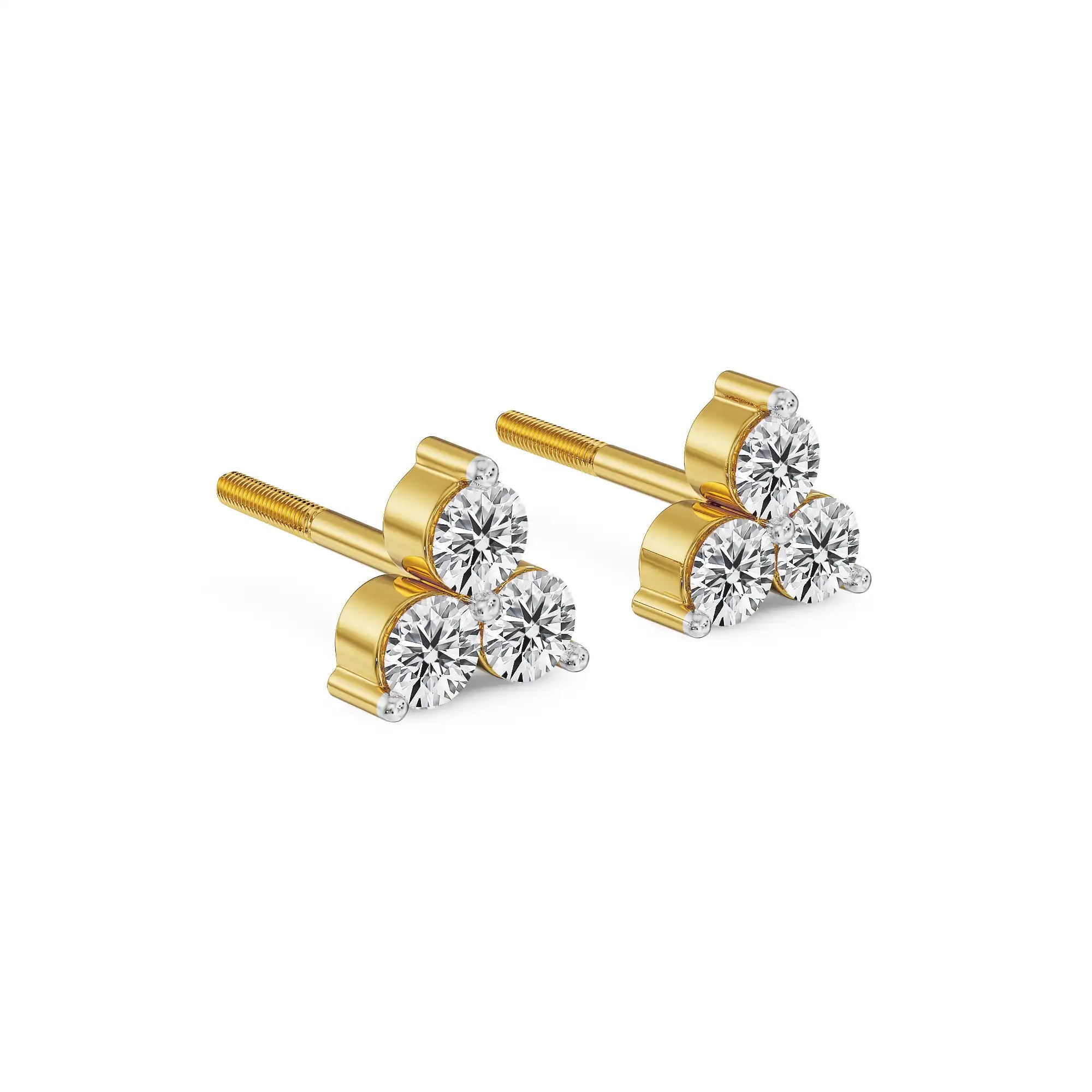 Clovia Trio Lab Grown Diamond Studs - side view