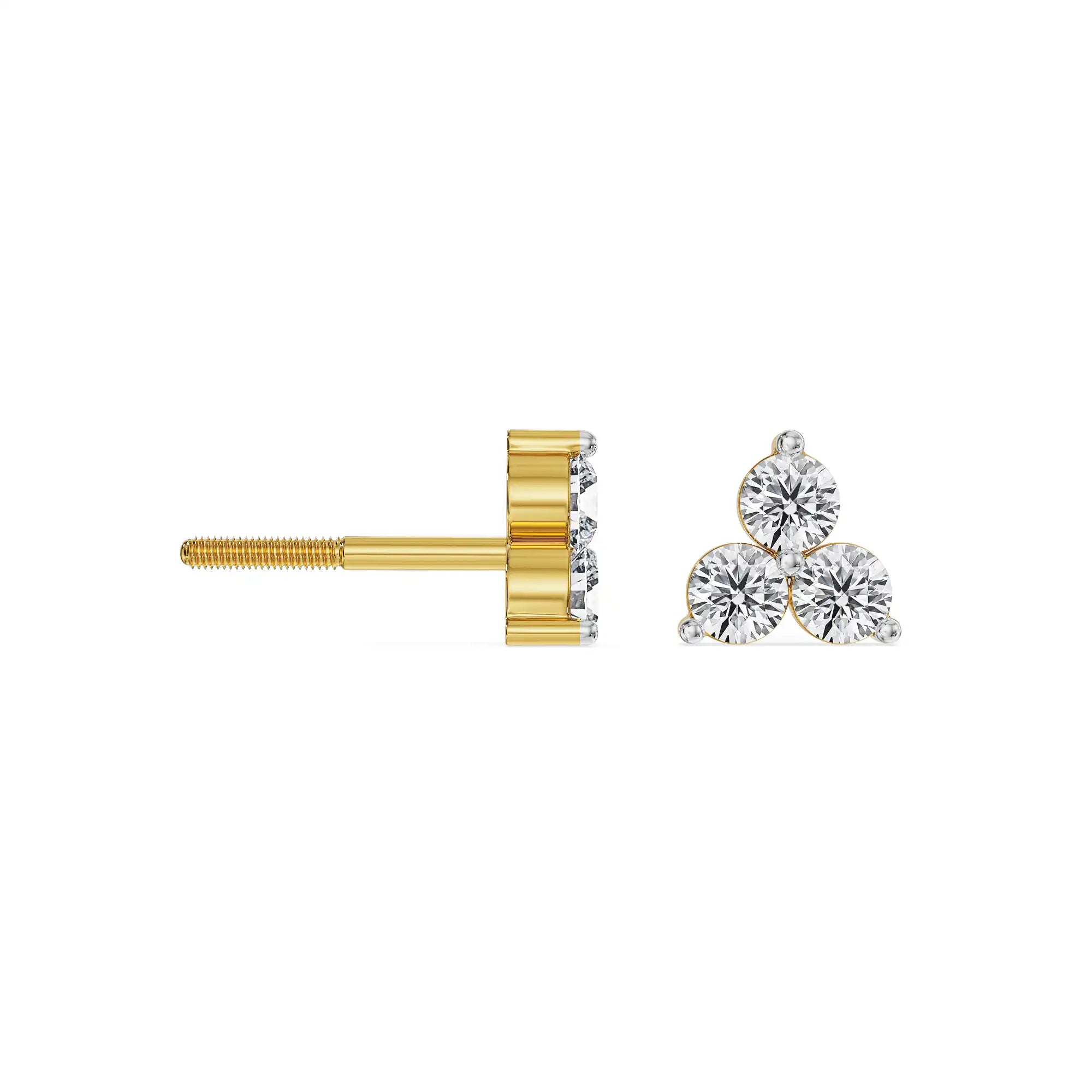 Clovia Trio Lab Grown Diamond Studs - perspective view