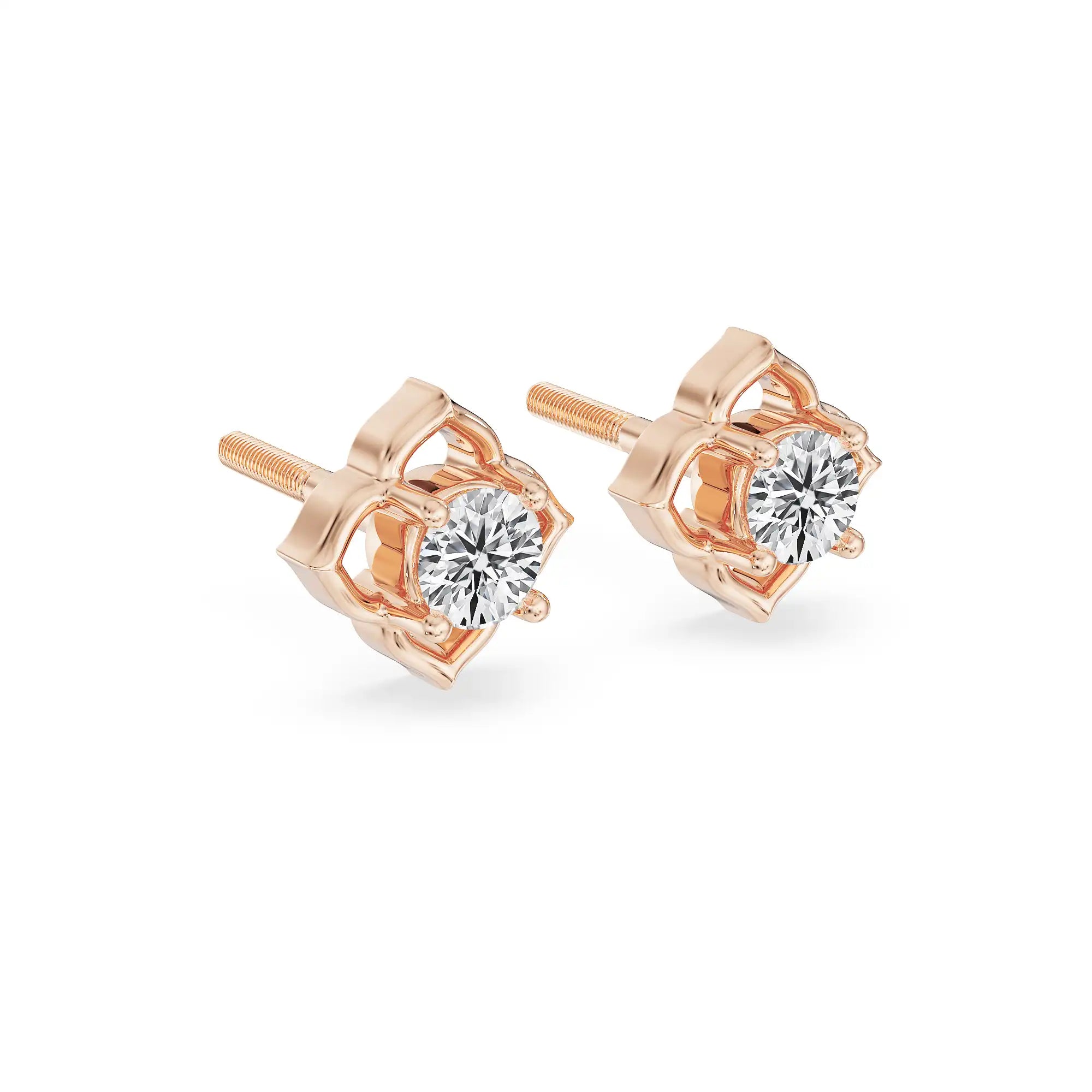Little Blossom Lab Grown Diamond Studs - side view