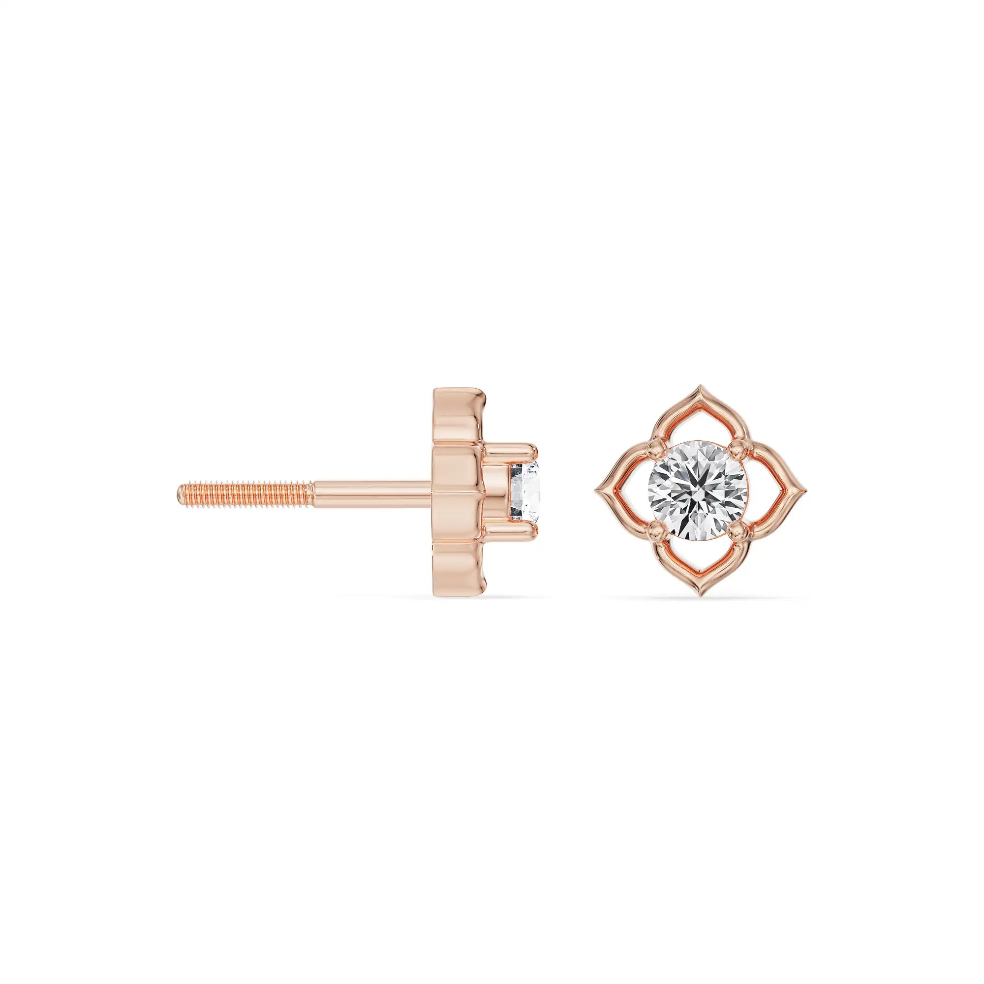Little Blossom Lab Grown Diamond Studs - perspective view