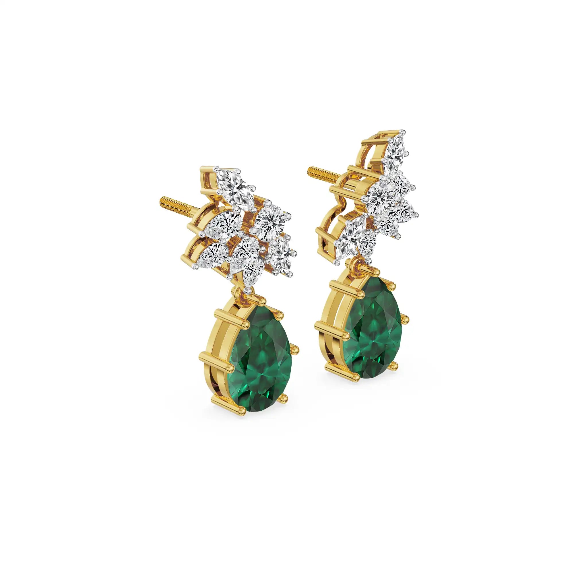 Emerald Bliss Lab Grown Diamond Earrings - side view