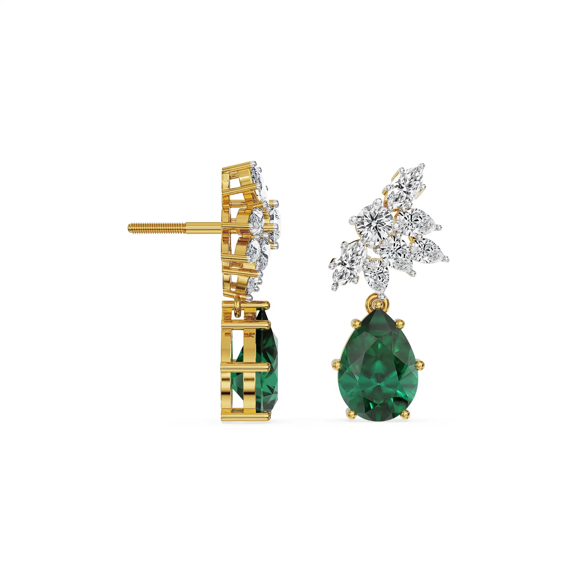 Emerald Bliss Lab Grown Diamond Earrings - perspective view