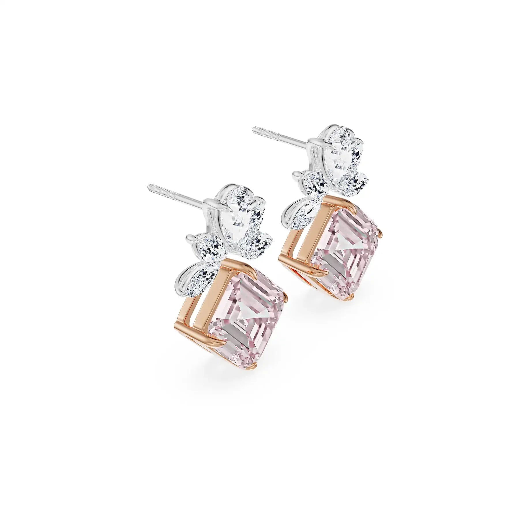 Floral Pink Lab Grown Diamond Earrings_in_stock