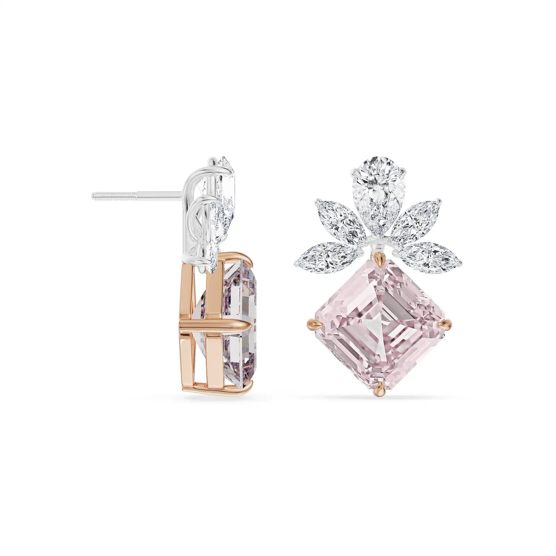 Floral Pink Lab Grown Diamond Earrings_in_stock